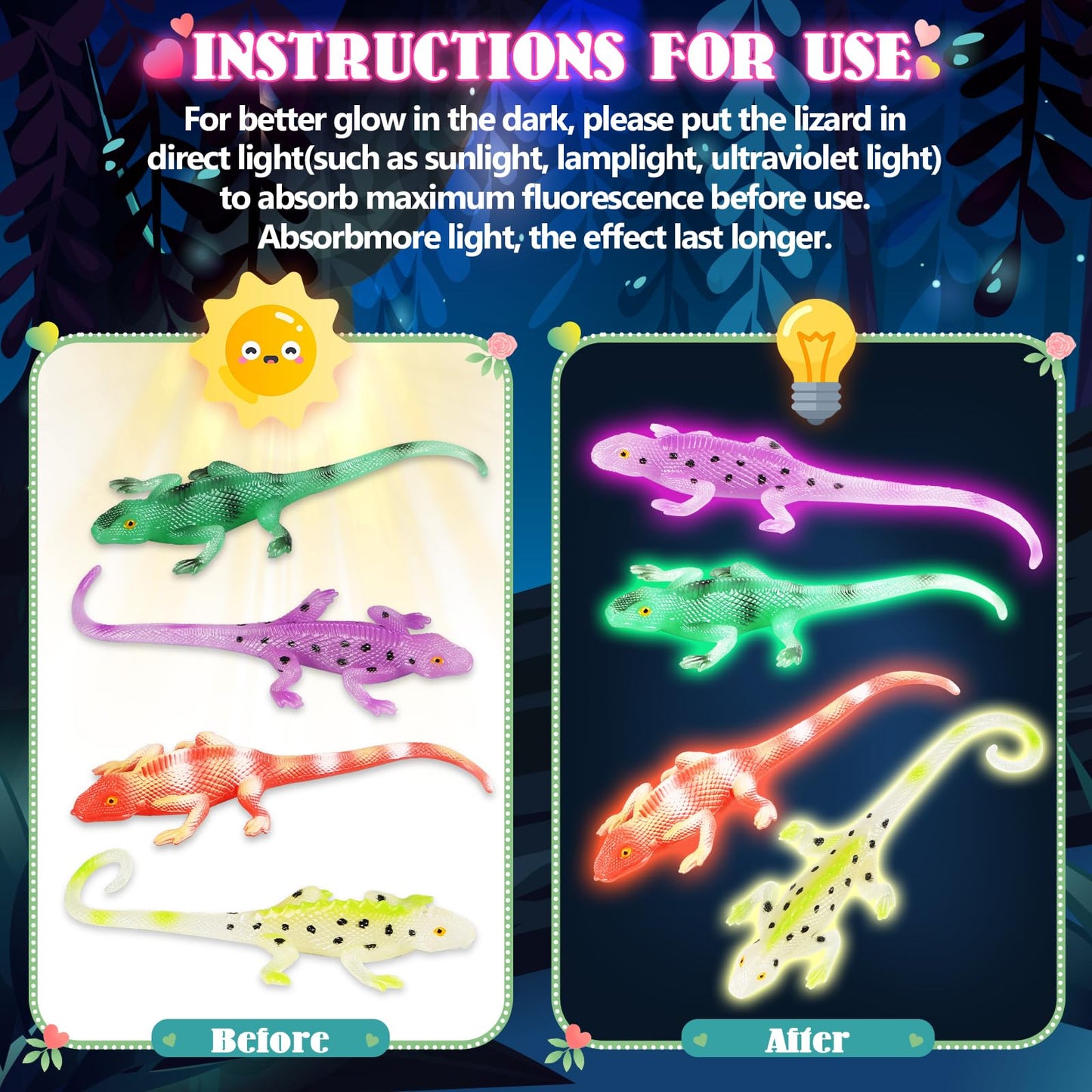 ShyLizard 24-Pack Valentines with Glow-in-the-Dark Lizard Toys | Kids Cards & Gifts