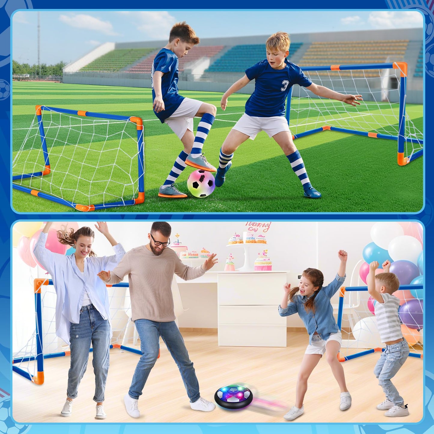 ShyLizard Hover Soccer Ball Set – LED Light-Up Indoor/Outdoor Soccer Toys with 2 Goals for Kids 3–12