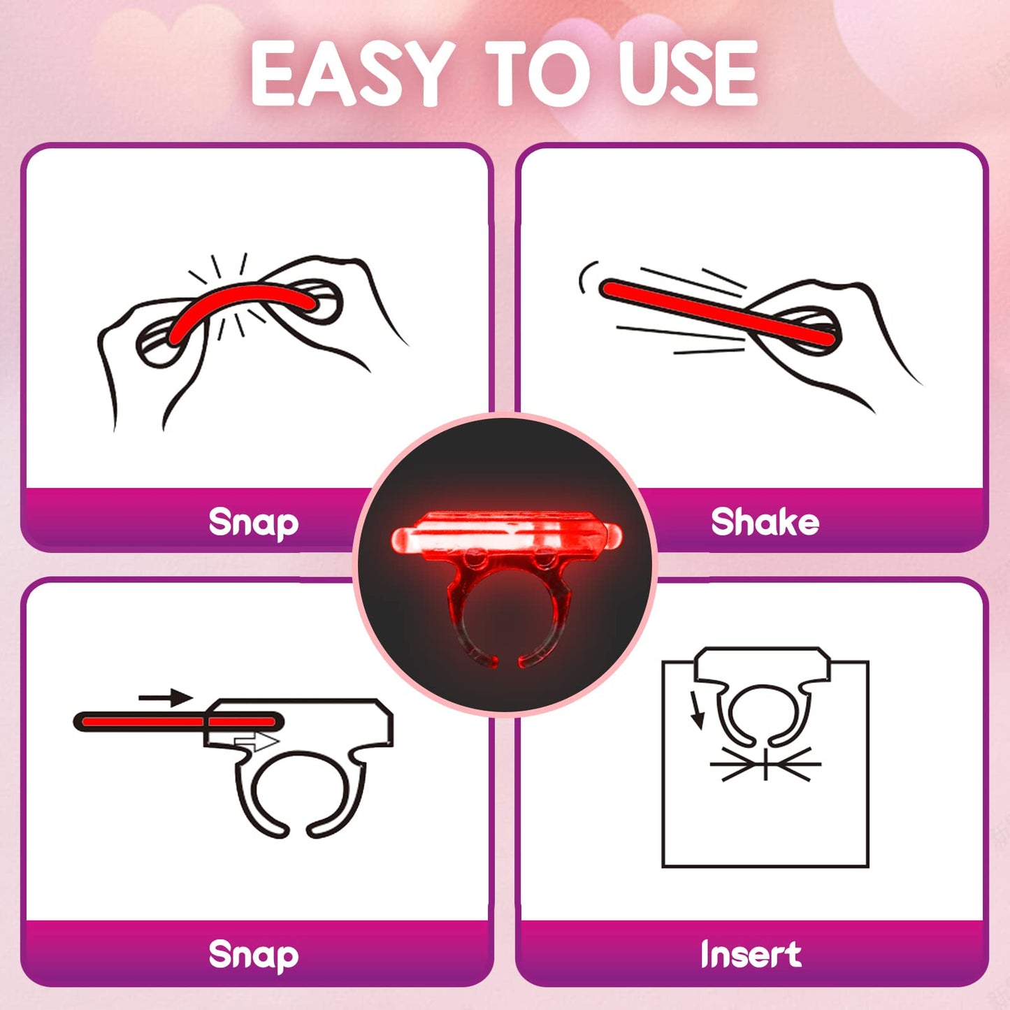 ShyLizard Valentines Day Cards for Classroom – 30 Rings & 36 Glow Sticks