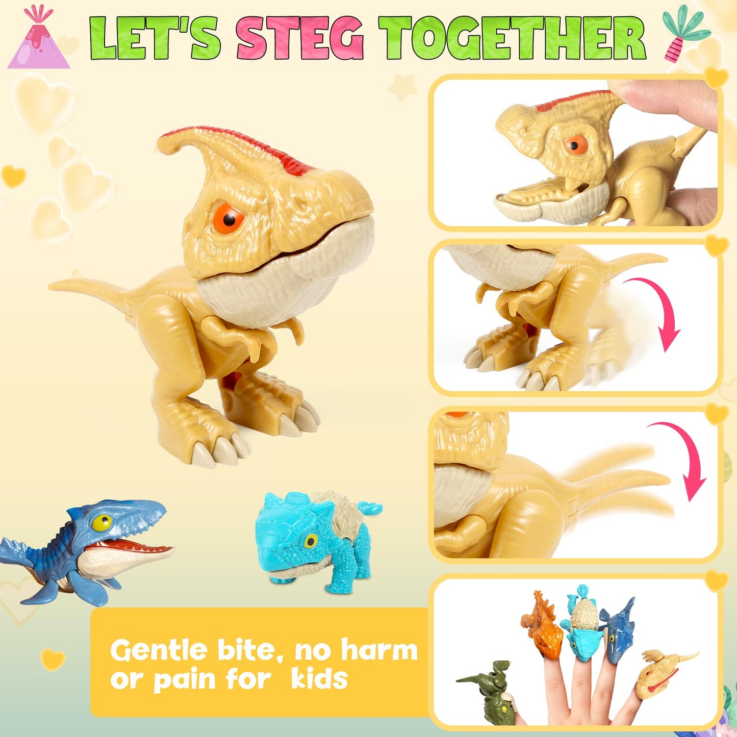 ShyLizard 24-Pack Valentines Cards with Dinosaur Toys – Classroom Gift Set