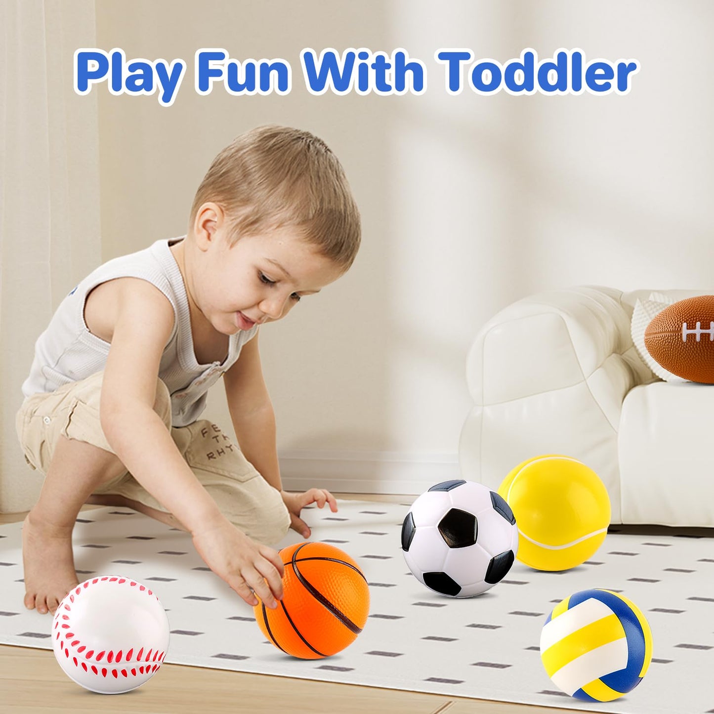 ShyLizard 6 Soft Foam Sports Balls for Toddlers (3–5) – Soccer, Basketball, Football, Baseball, Tennis, Volleyball Gift