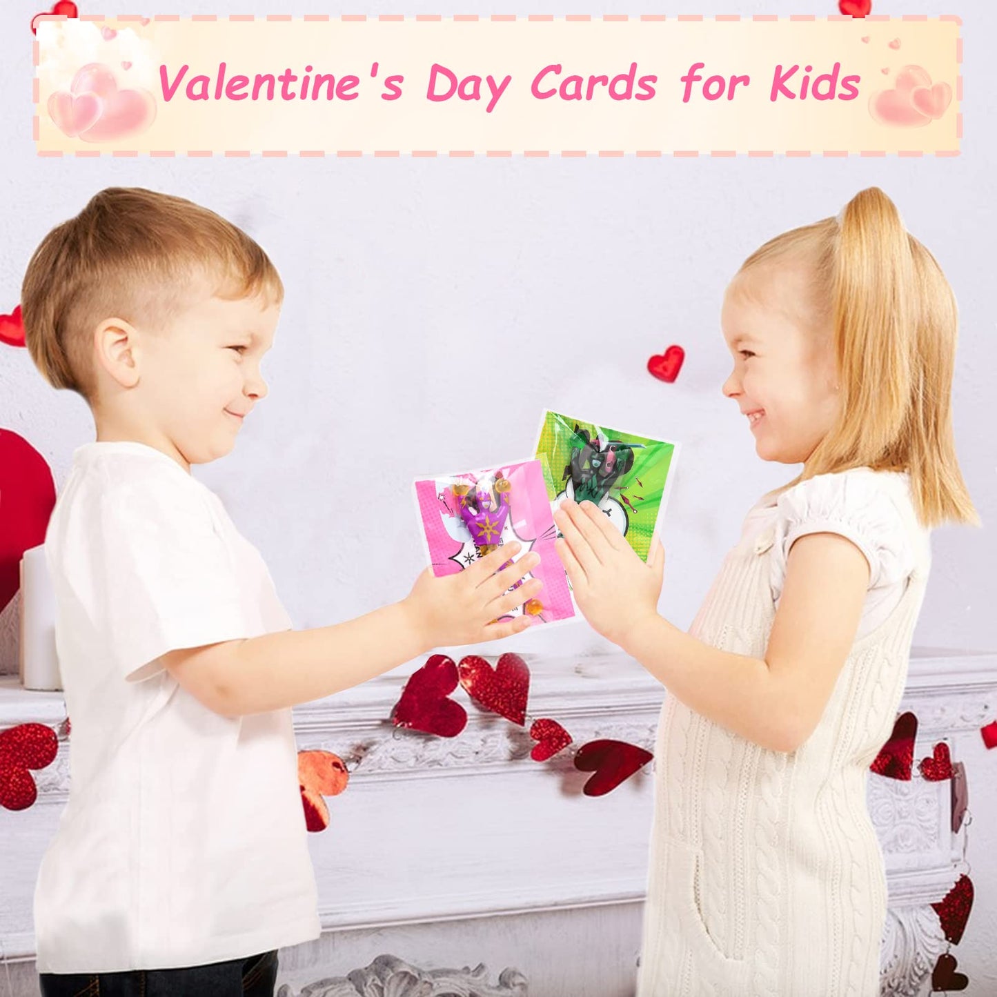 ShyLizard 28-Pack Valentines Day Cards with Wall-Climbing Toys for Kids