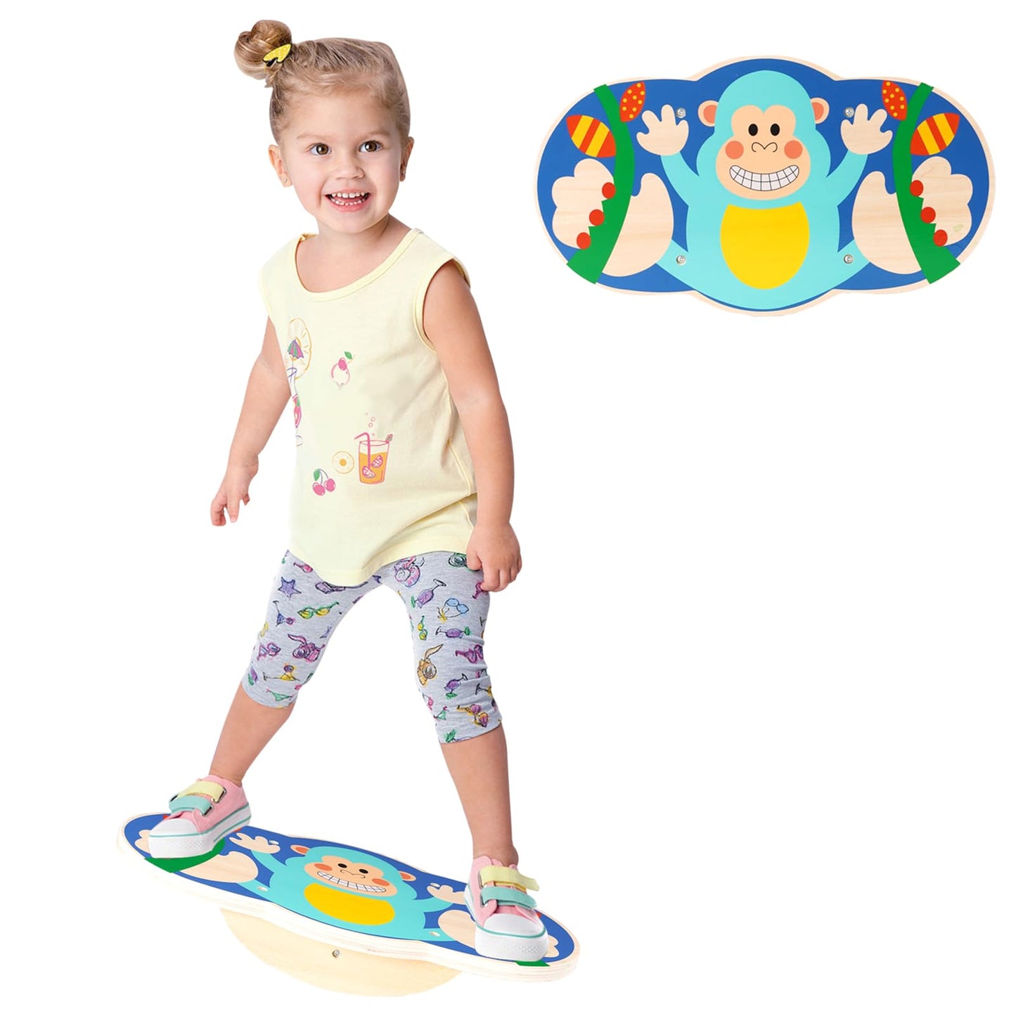 Siairo Wobble Balance Board for Kids – Wooden Rocker, 123 lbs Capacity, Blue