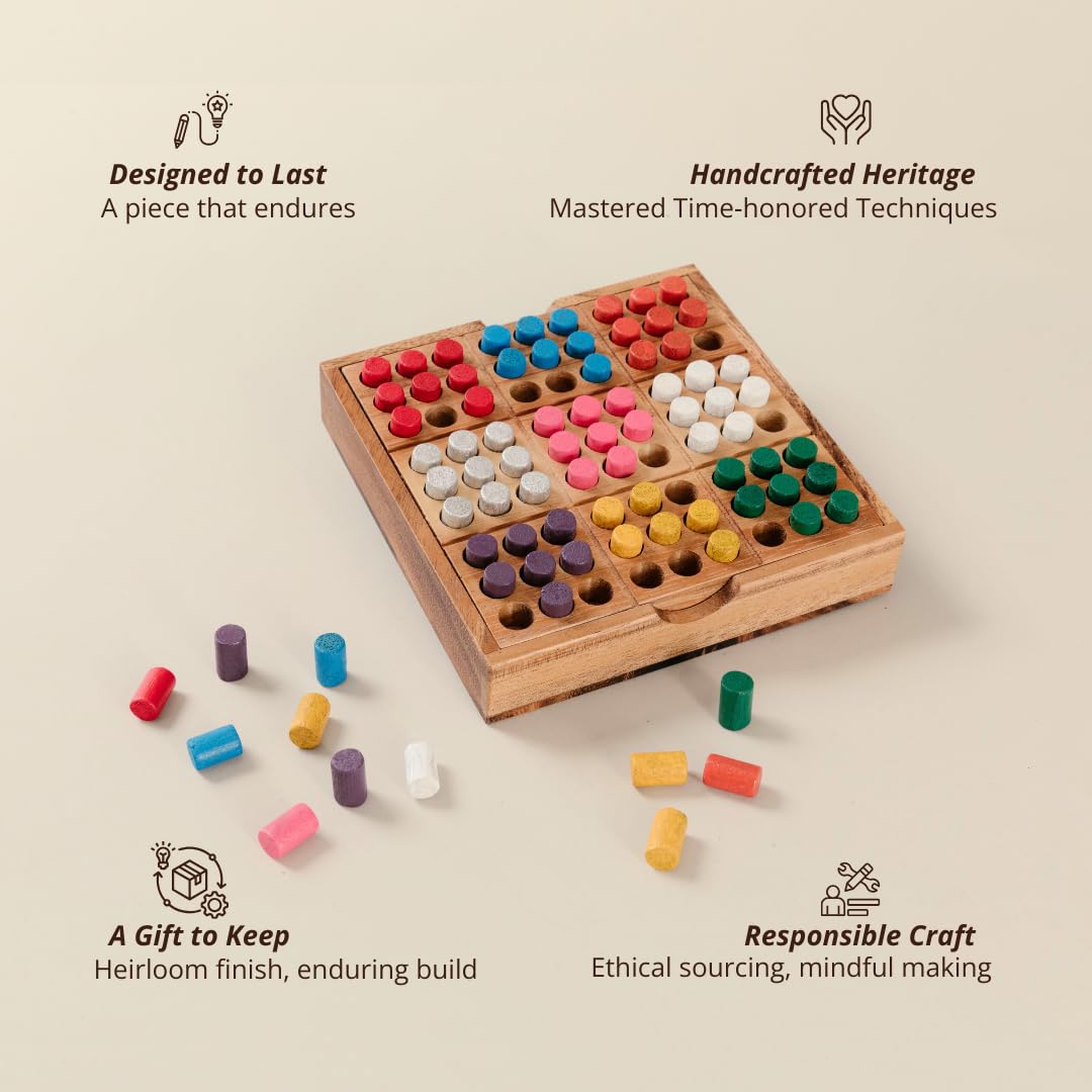 SiamMandalay Premium Color Sudoku Travel Set – Deluxe Multicolor Grid & Reusable Tiles