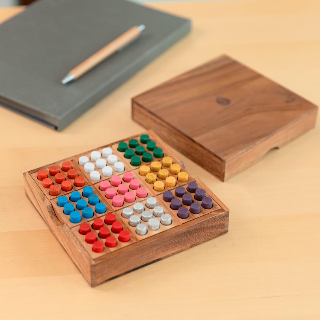 SiamMandalay Premium Color Sudoku Travel Set – Deluxe Multicolor Grid & Reusable Tiles
