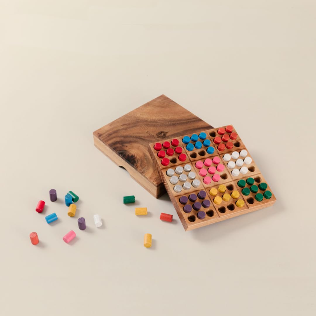 SiamMandalay Premium Color Sudoku Travel Set – Deluxe Multicolor Grid & Reusable Tiles
