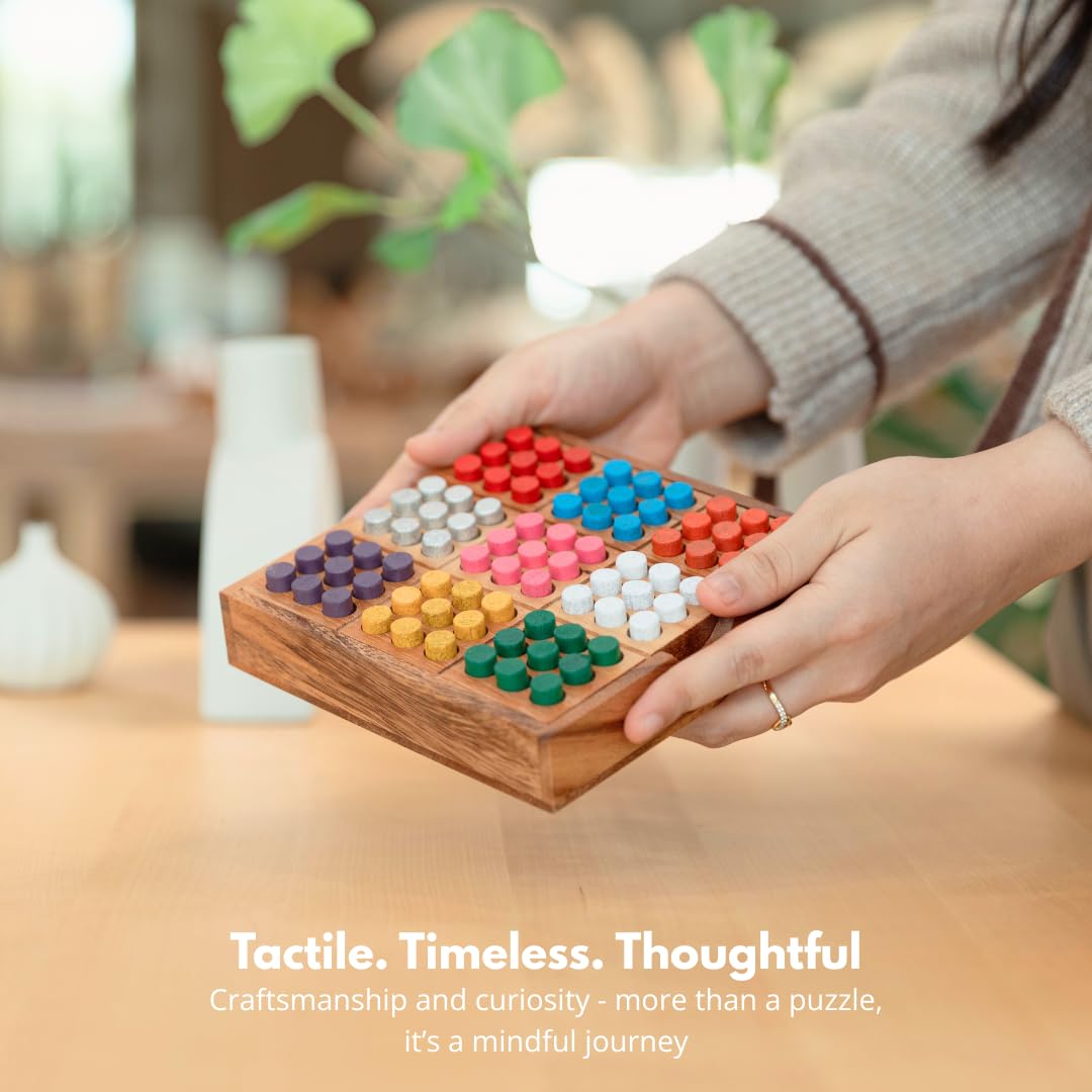 SiamMandalay Premium Color Sudoku Travel Set – Deluxe Multicolor Grid & Reusable Tiles