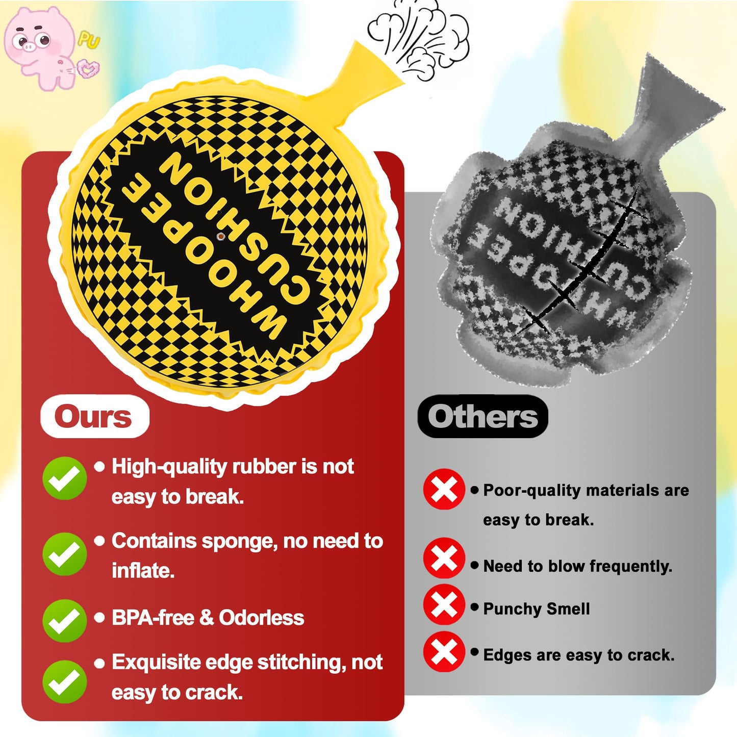 Sicitu 9-Inch Whoopee Cushion – Giant Fart Sound Toy for Kids & Adults