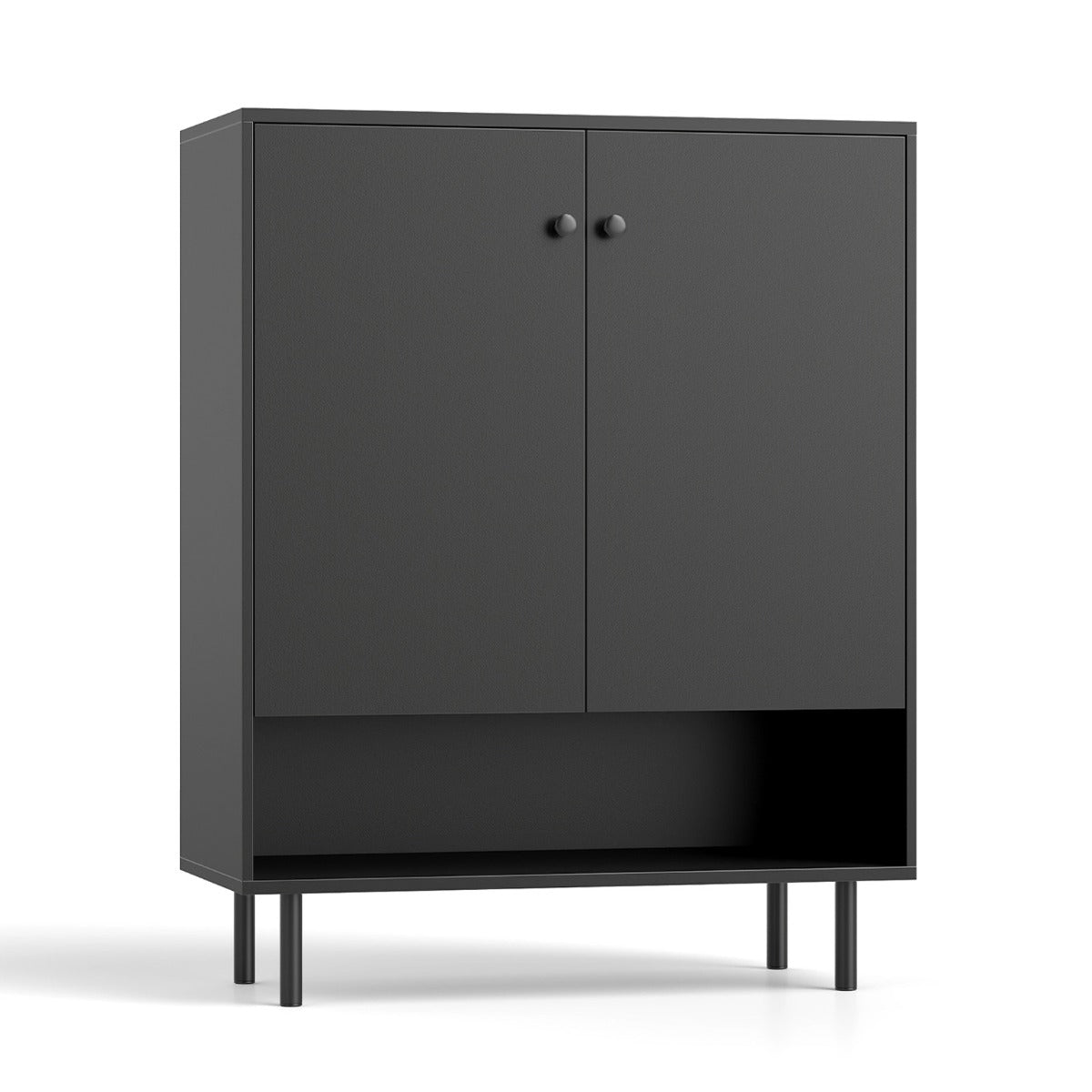 Sideboard Buffet Cabinet 2-Door Kitchen Storage Cabinet for Dining Room Living Room-Black