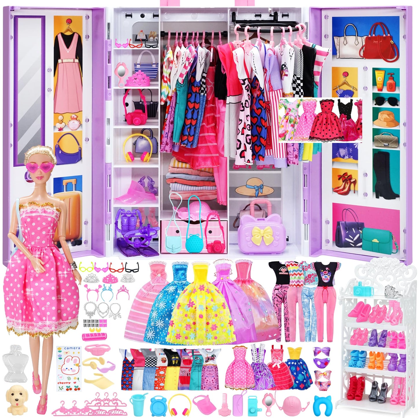 Sidola Doll Clothes & Accessories Set for 11.5-Inch Dolls – Princess Gowns, Fashion Dresses & Shoes