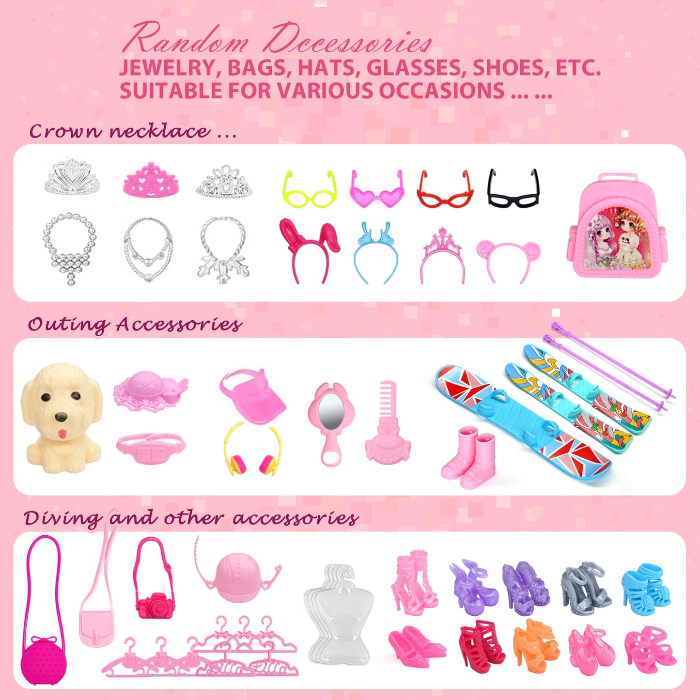Sidola Doll Closet Set - 135-Piece Princess Wardrobe with Dresses, Shoes & Accessories