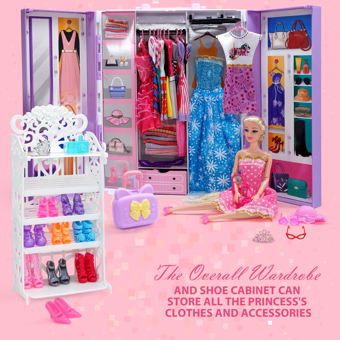 Sidola Doll Clothes & Accessories Set for 11.5-Inch Dolls – Princess Gowns, Fashion Dresses & Shoes