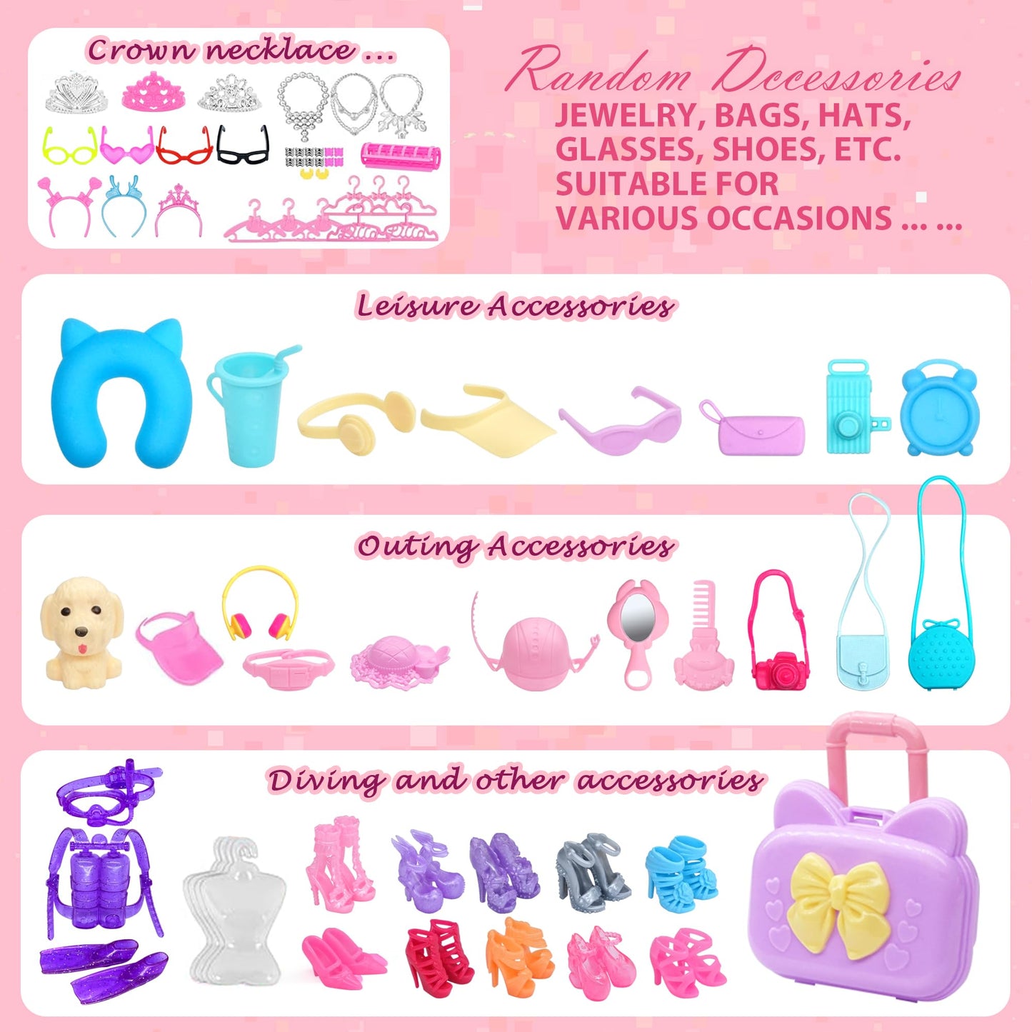 Sidola Doll Clothes & Accessories Set for 11.5-Inch Dolls – Princess Gowns, Fashion Dresses & Shoes