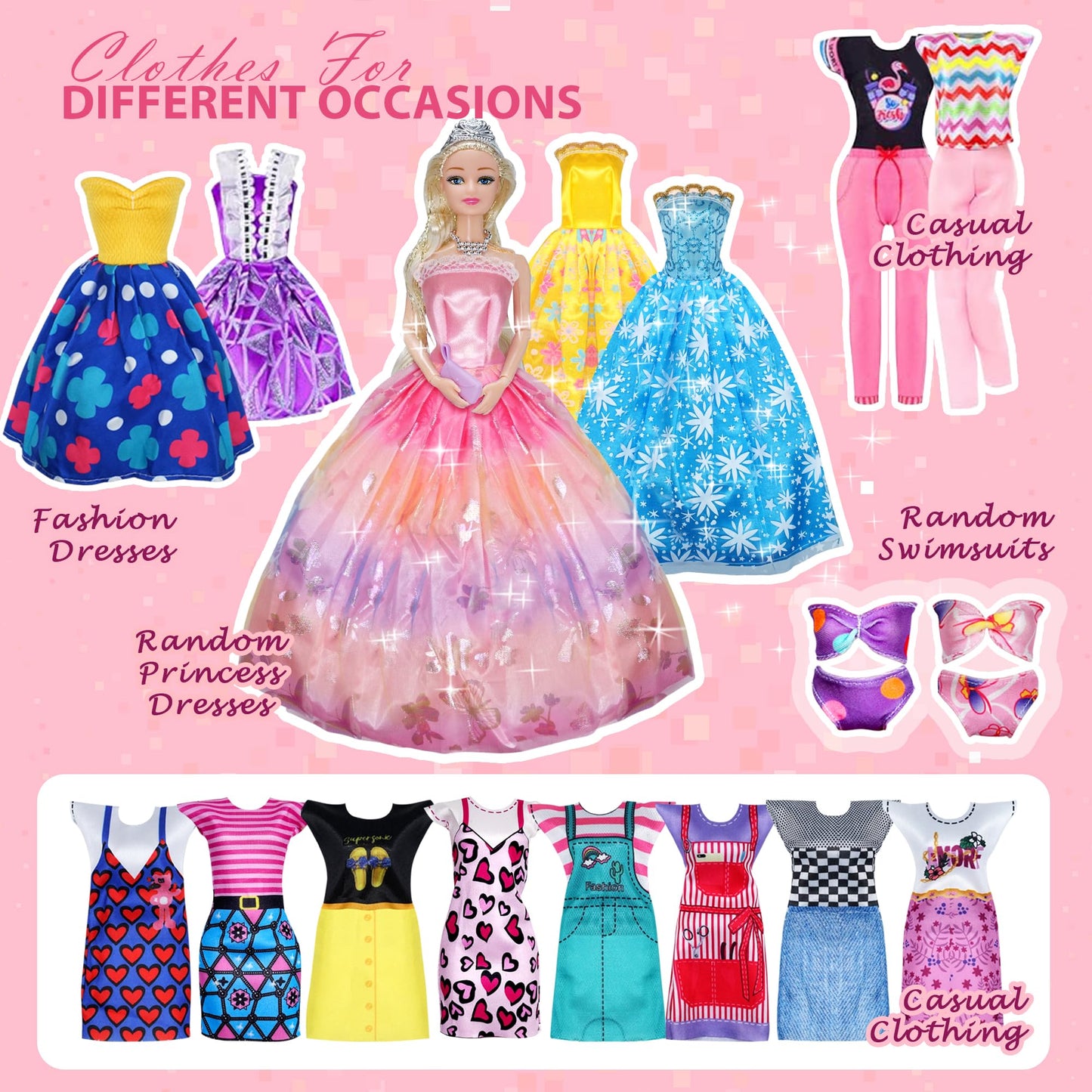 Sidola Doll Closet Set - 135-Piece Princess Wardrobe with Dresses, Shoes & Accessories