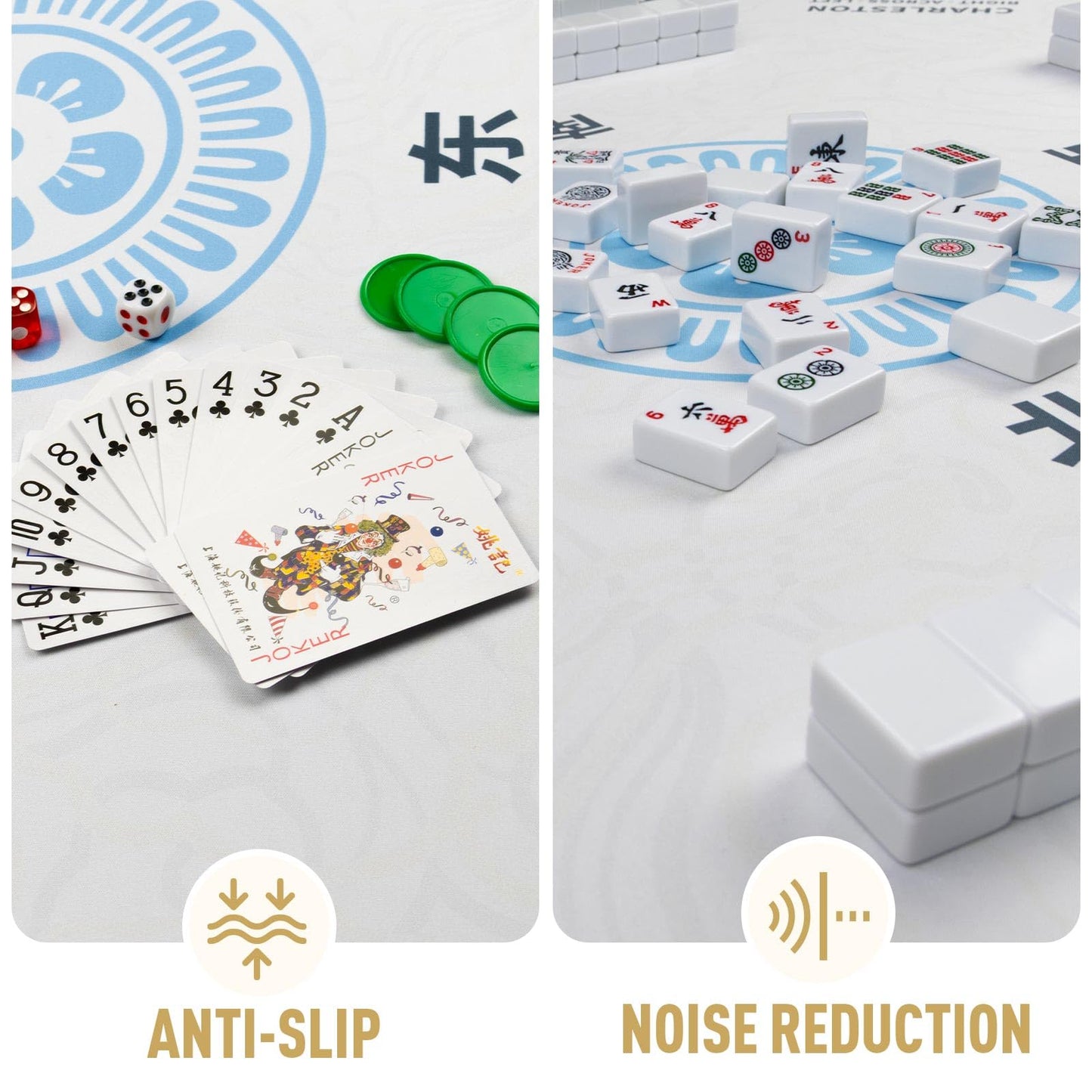 SiDreea Mahjong Mat 32.4×32.4 in – Noise-Reducing, Anti-Slip Table Mat for Mahjong, Poker & Board Games