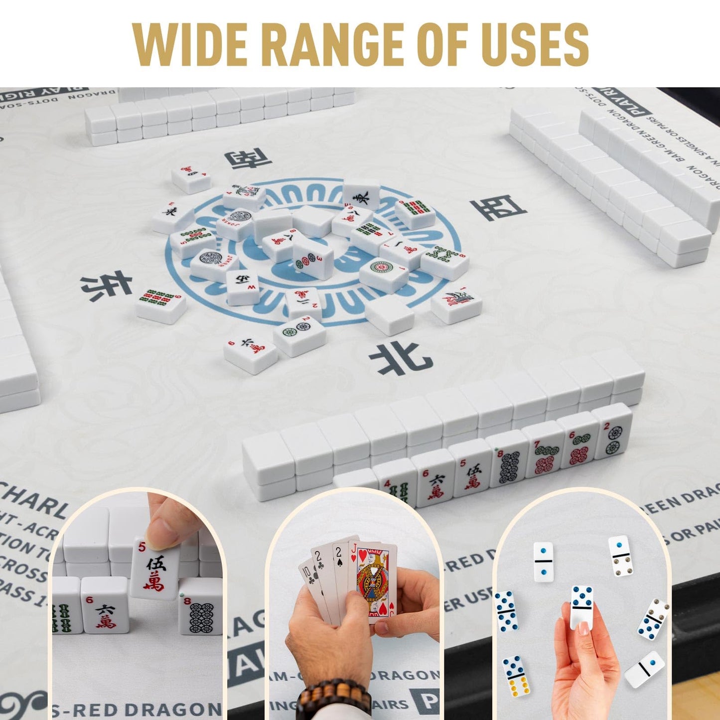 SiDreea Mahjong Mat 32.4×32.4 in – Noise-Reducing, Anti-Slip Table Mat for Mahjong, Poker & Board Games