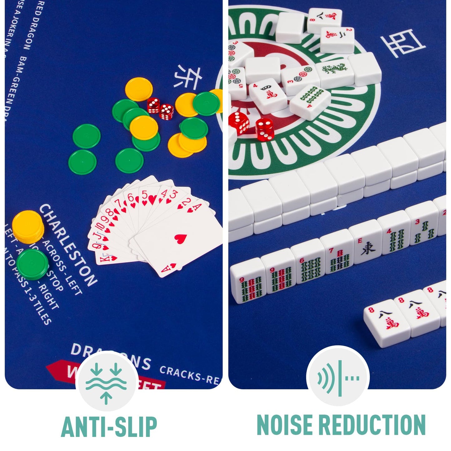 SiDreea Mahjong Mat 32.4 x 32.4 Inch – Noise-Reducing, Anti-Slip Table Mat for Mahjong, Poker & Card Games