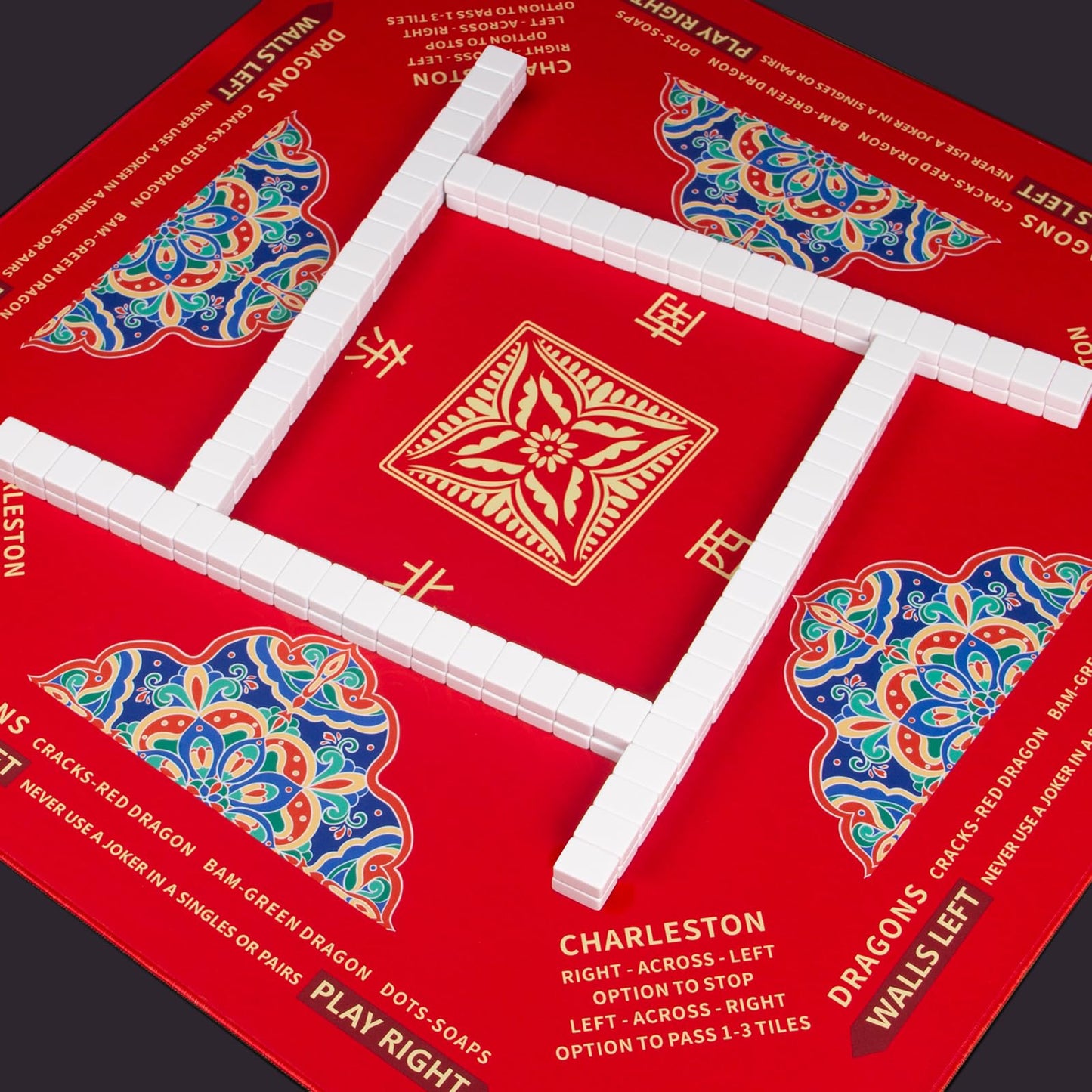 SiDreea Mahjong Mat 32.4x32.4 in – Noise-Reducing, Anti-Slip Table Mat for Mahjong & Board Games