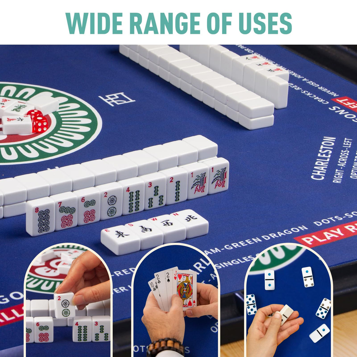 SiDreea Mahjong Mat 32.4 x 32.4 Inch – Noise-Reducing, Anti-Slip Table Mat for Mahjong, Poker & Card Games
