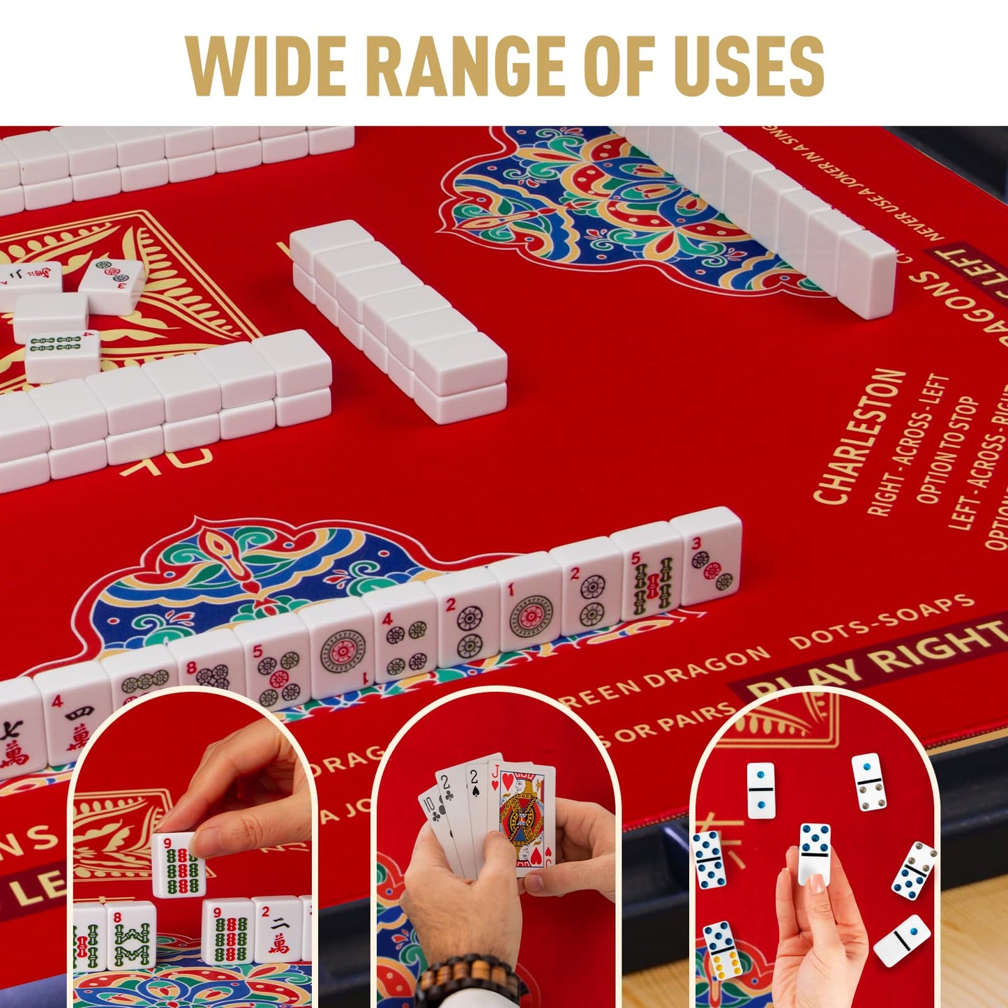 SiDreea Mahjong Mat 32.4x32.4 in – Noise-Reducing, Anti-Slip Table Mat for Mahjong & Board Games