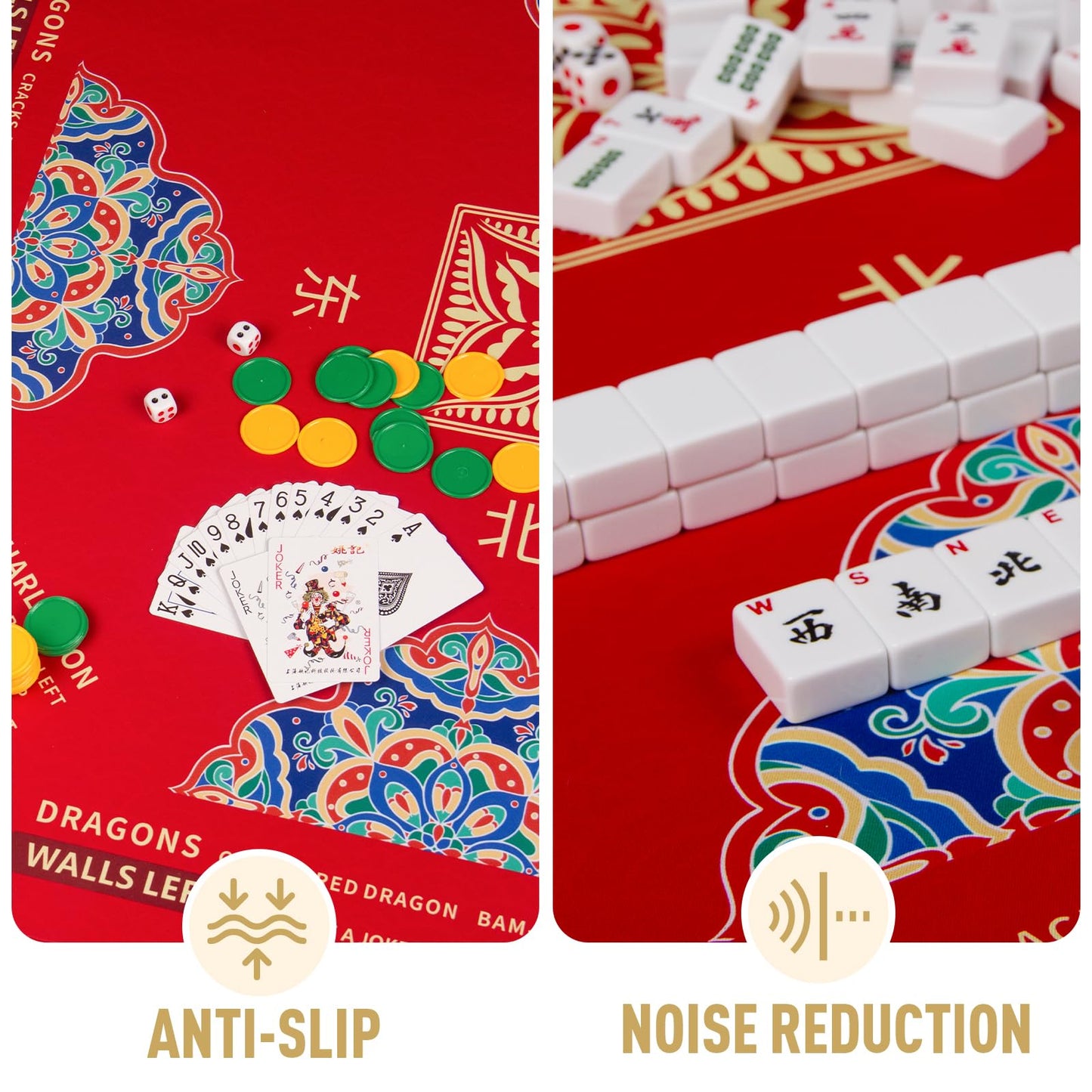 SiDreea Mahjong Mat 32.4x32.4 in – Noise-Reducing, Anti-Slip Table Mat for Mahjong & Board Games
