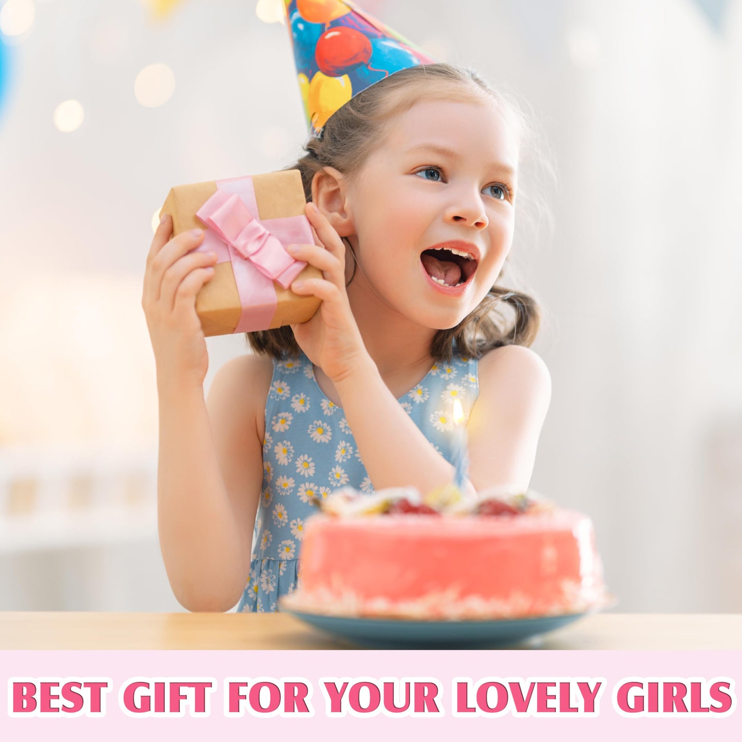 SIELEVIN 9-Piece Cute Kids Bracelets for Girls – Pink Love Beaded Jewelry Set for Parties & Gifts