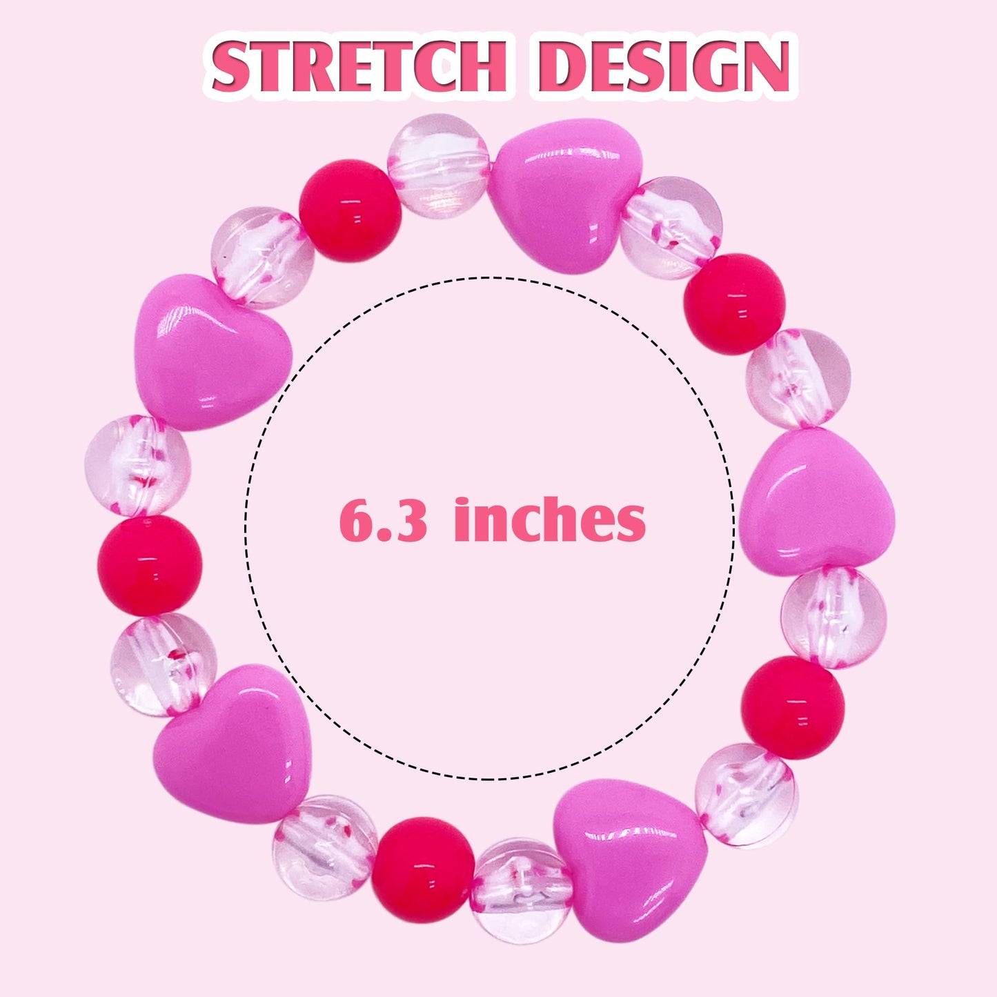 SIELEVIN 9-Piece Cute Kids Bracelets for Girls – Pink Love Beaded Jewelry Set for Parties & Gifts
