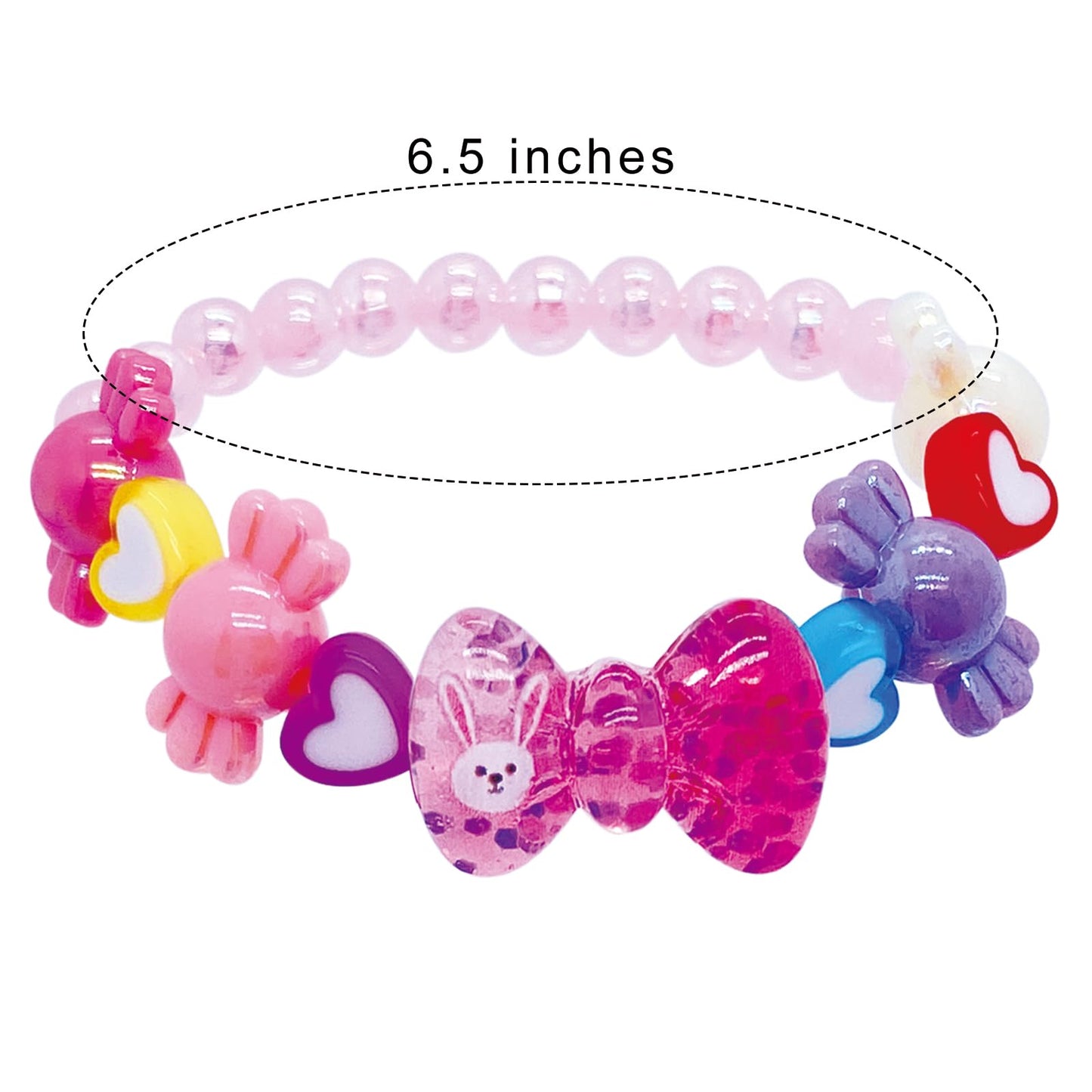 SIELEVIN 9-Piece Cute Kids Bracelets for Girls – Pink Love Beaded Jewelry Set