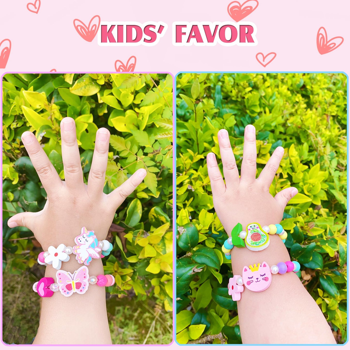 SIELEVIN 12-Piece Kids Bracelet Set – Unicorn, Mermaid & Charms Wooden Bead Jewelry