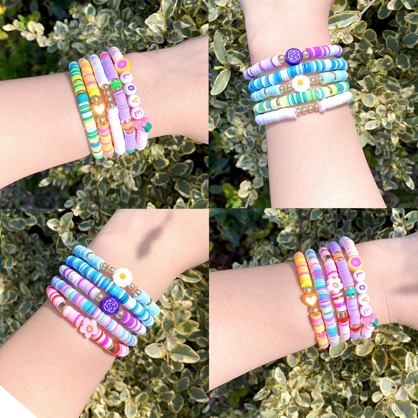 SIELEVIN 10-Piece Kids Friendship Bracelets — Colorful Clay Bead Beach Style Jewelry Set