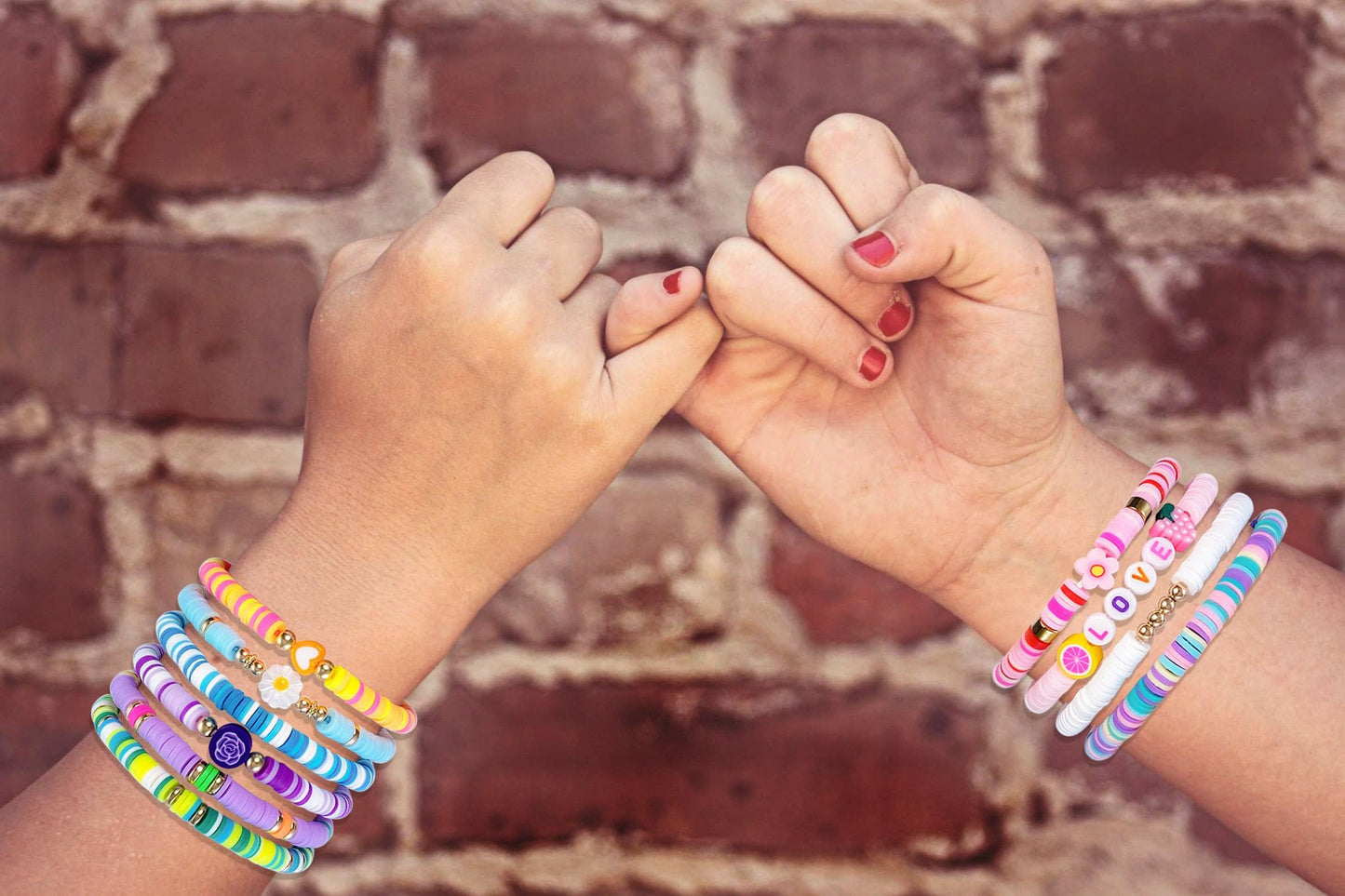 SIELEVIN 10-Piece Kids Friendship Bracelets — Colorful Clay Bead Beach Style Jewelry Set