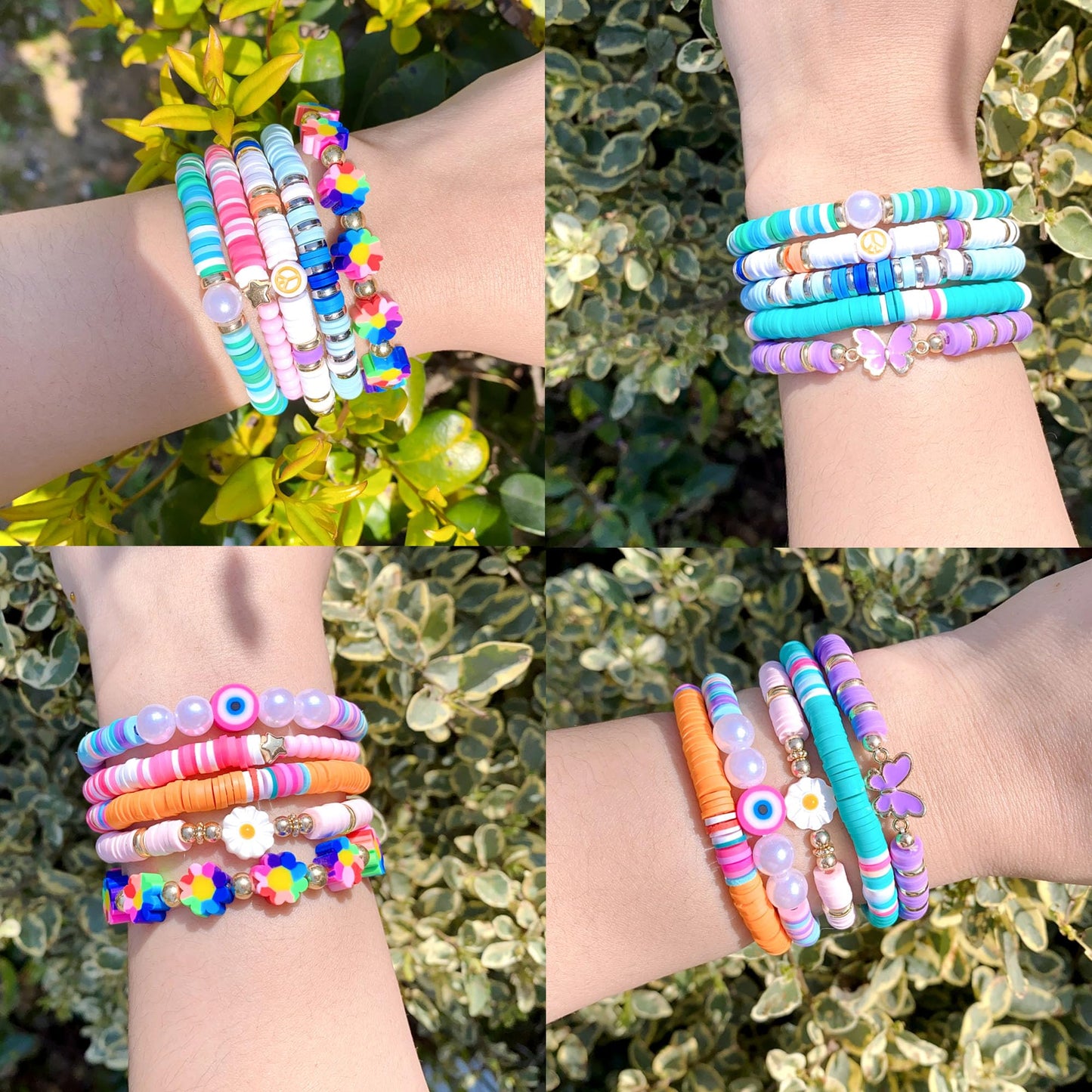 SIELEVIN 10-Piece Kids Friendship Bracelets – Colorful Clay Bead Set for Girls & Teens | Beach Style Gift