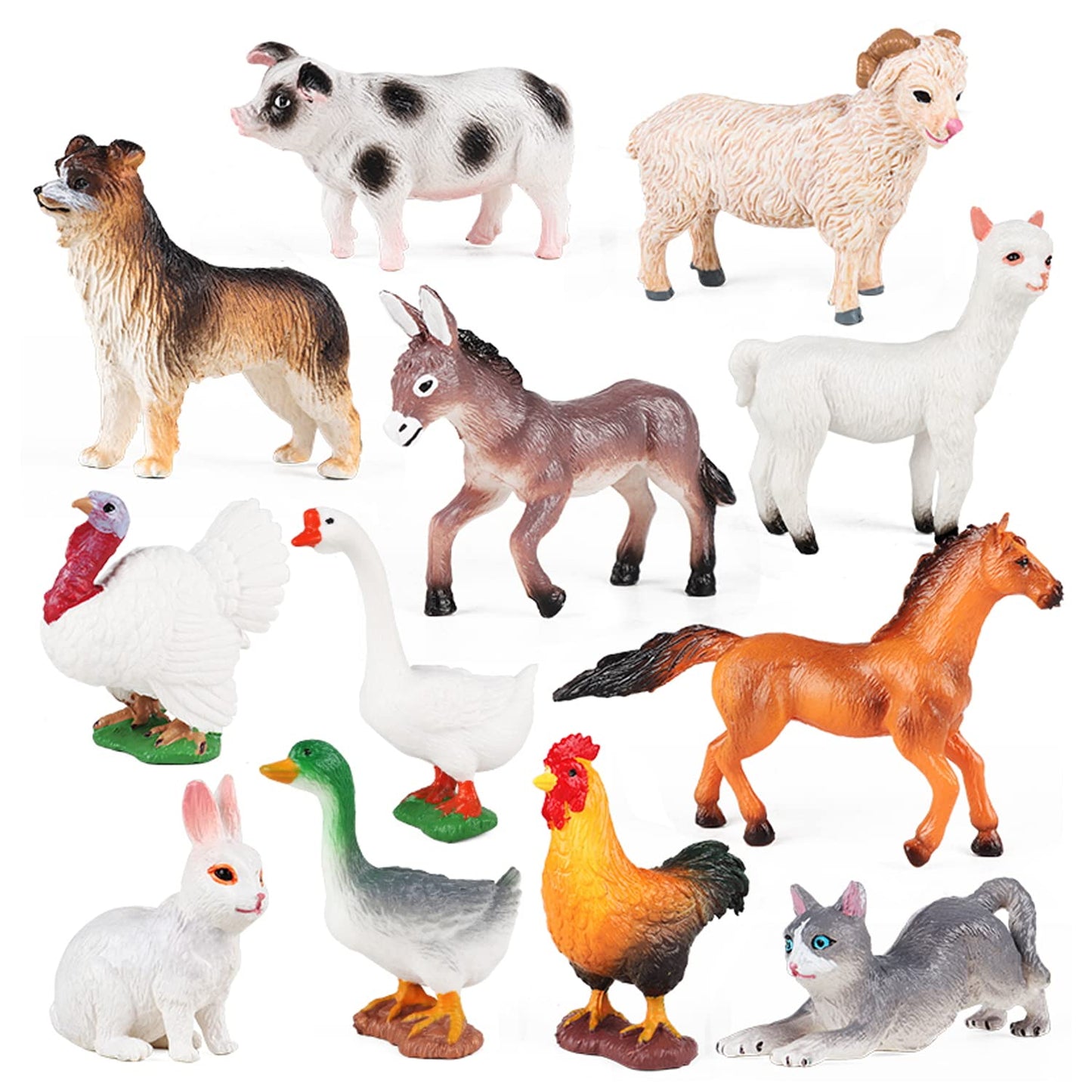 SIENON 12Pcs Farm Animals Figures Set – Realistic Plastic Barn Animals for Kids