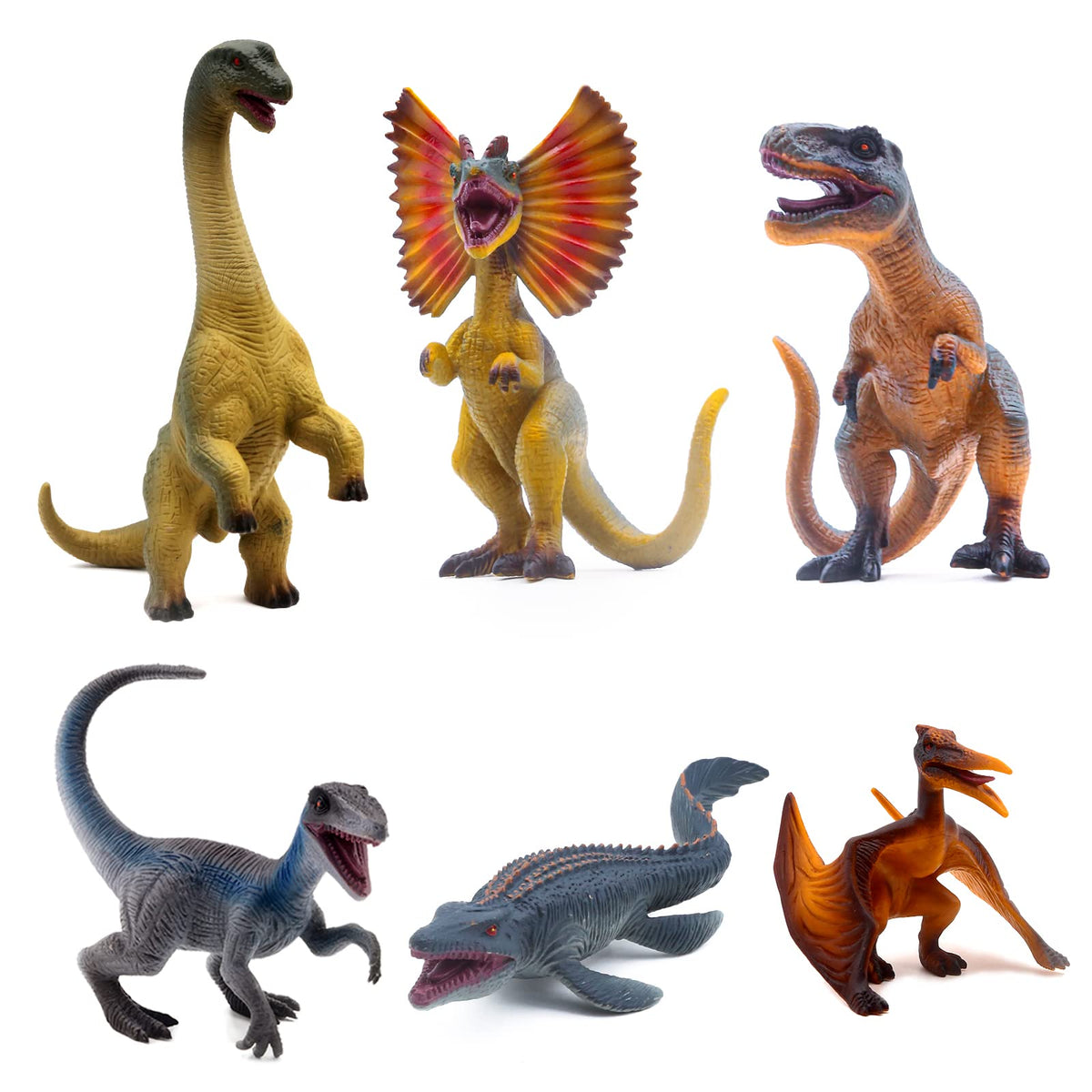 SIENON 6Pack 6.3-Inch Jurassic Dinosaur Figures | Realistic Dino Toys for Parties & Education