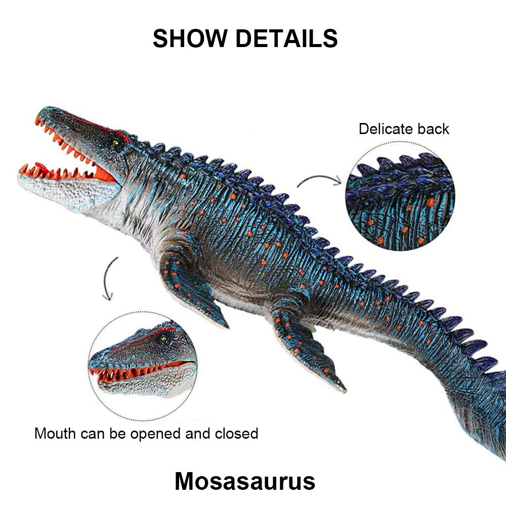 SIENON Jurassic Mosasaurus Large Dinosaur Toy - 13.4-inch Realistic Ocean Figure, Bath Toy & Cake Topper
