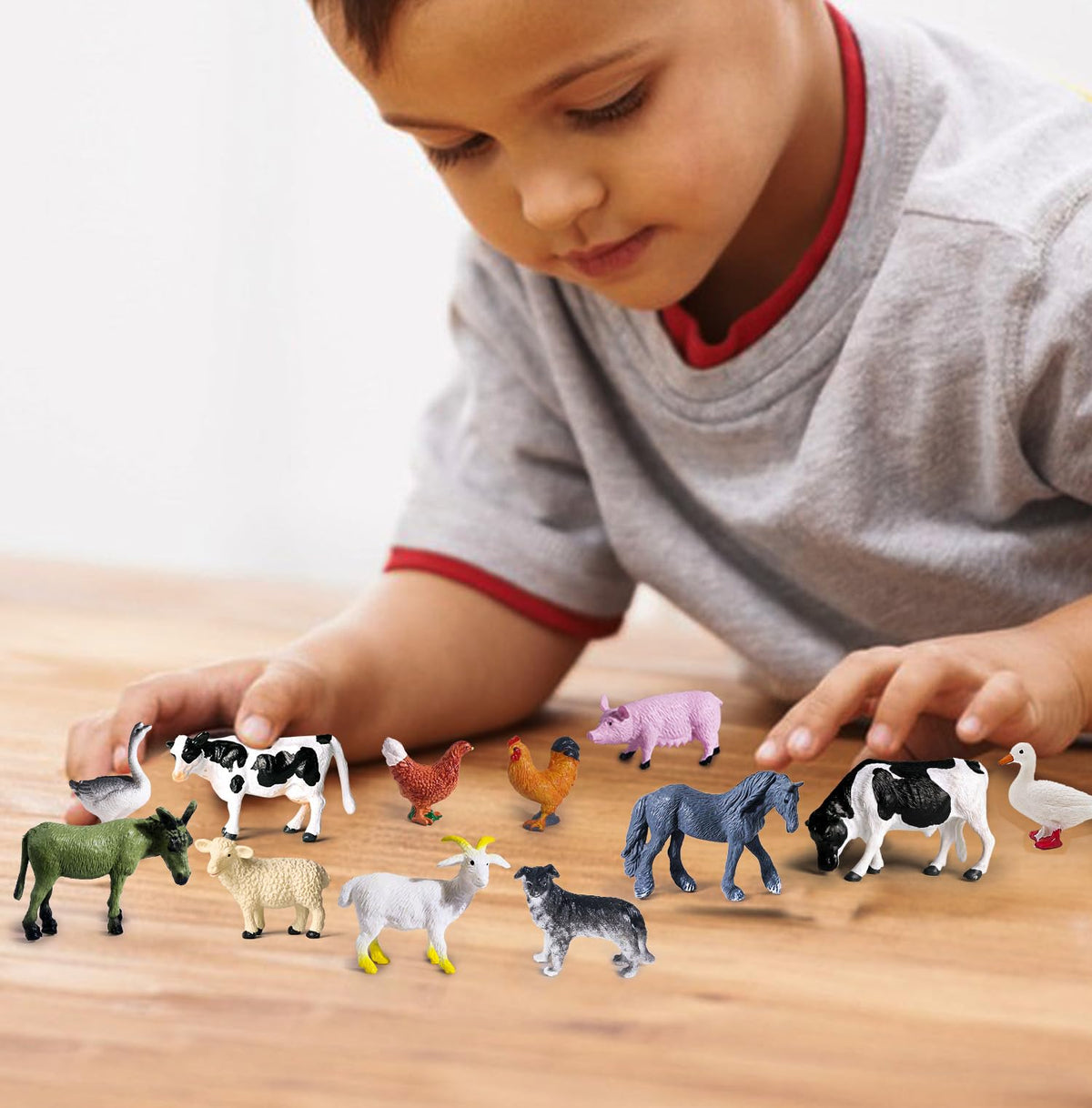 SIENON 12Pcs Farm Animals Toys – Realistic Miniature Figure Playset for Kids