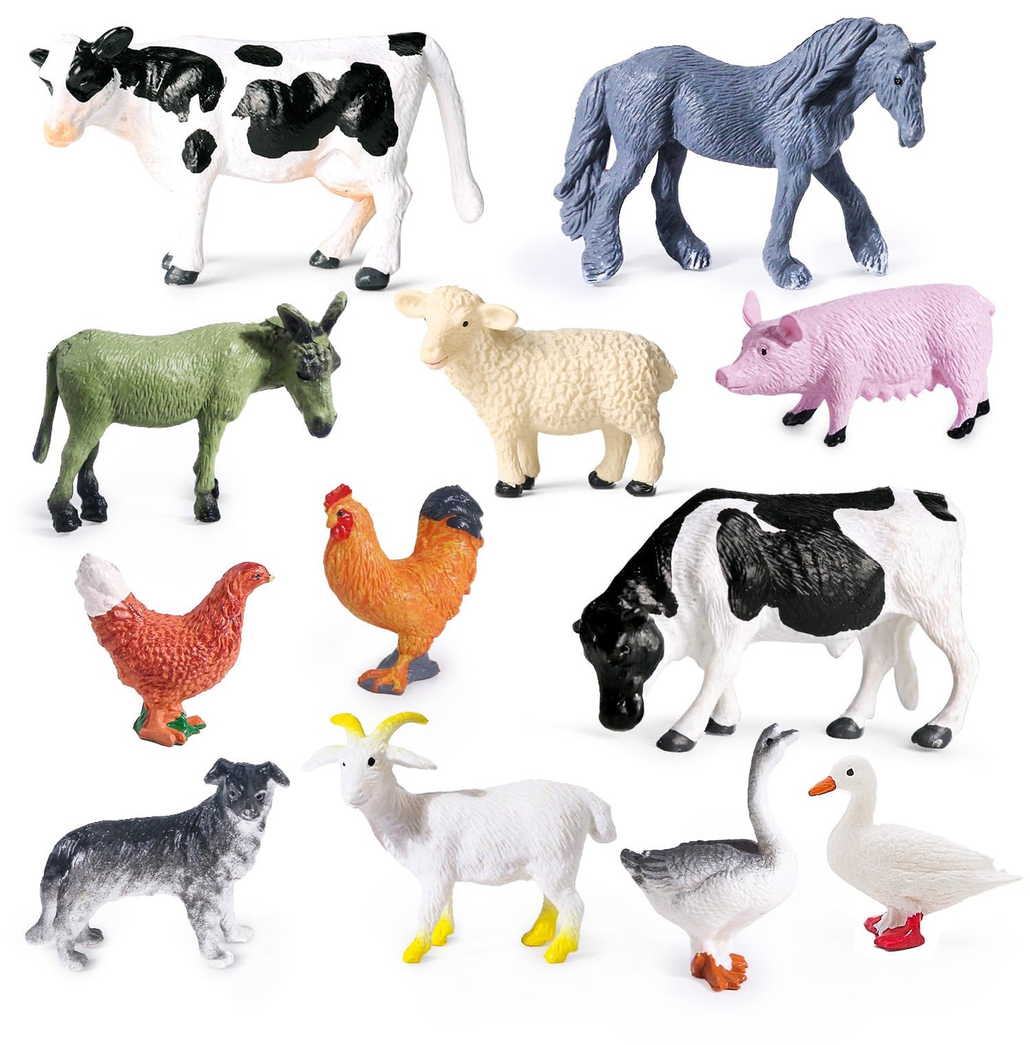 SIENON 12Pcs Farm Animals Toys – Realistic Miniature Figure Playset for Kids