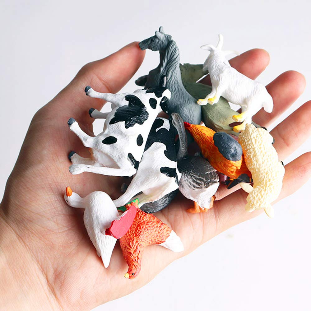 SIENON 12Pcs Farm Animals Toys – Realistic Miniature Figure Playset for Kids