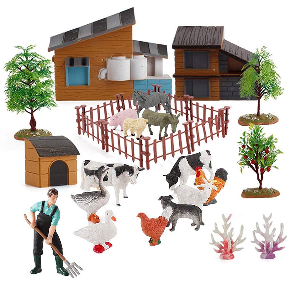 SIENON 12Pcs Farm Animals Toys – Realistic Miniature Figure Playset for Kids