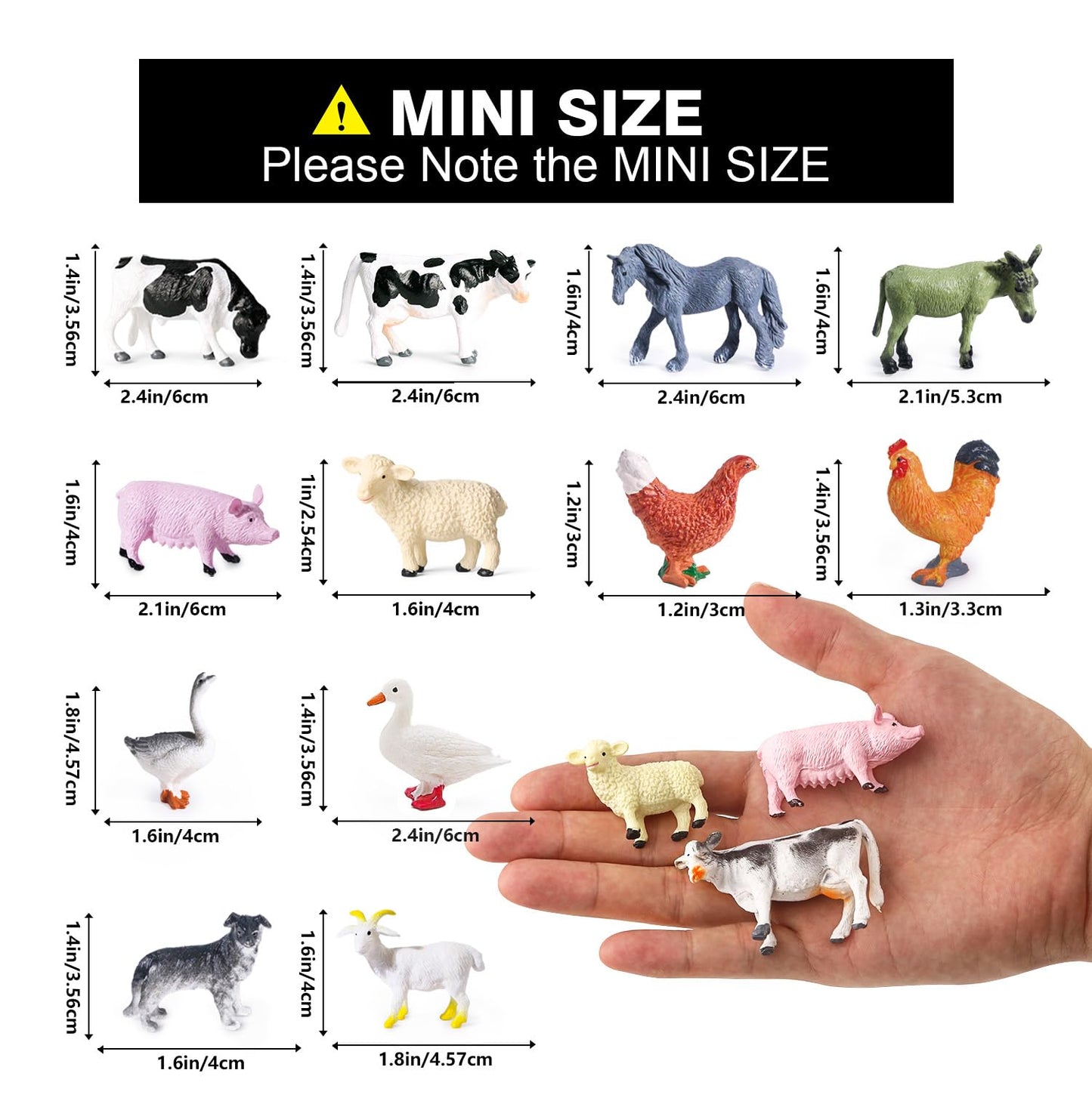 SIENON 12Pcs Farm Animals Toys – Realistic Miniature Figure Playset for Kids