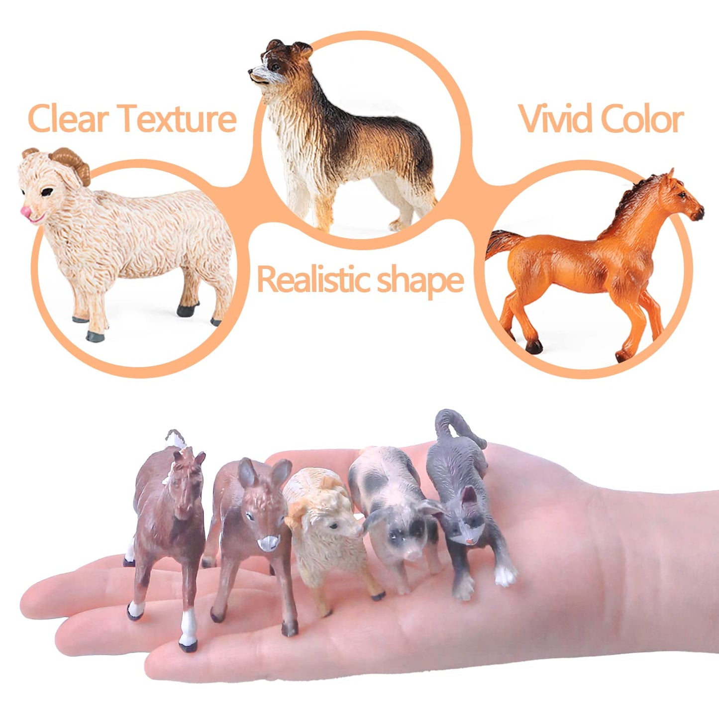 SIENON 12Pcs Farm Animals Figures Set – Realistic Plastic Barn Animals for Kids