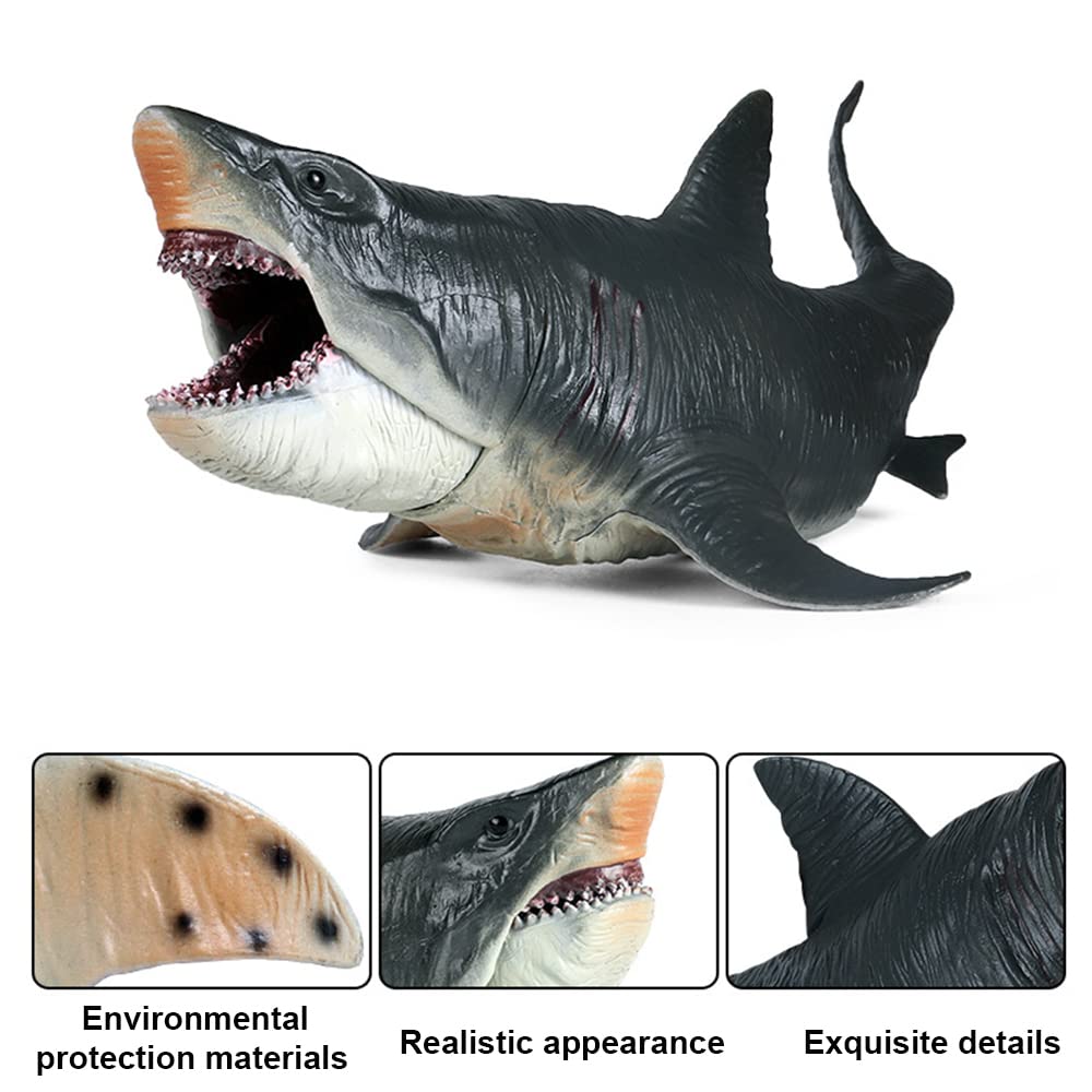 SIENON Large Megalodon Shark Toy – 10.6” Realistic Bath Toy, Cake Topper & Educational Ocean Figure