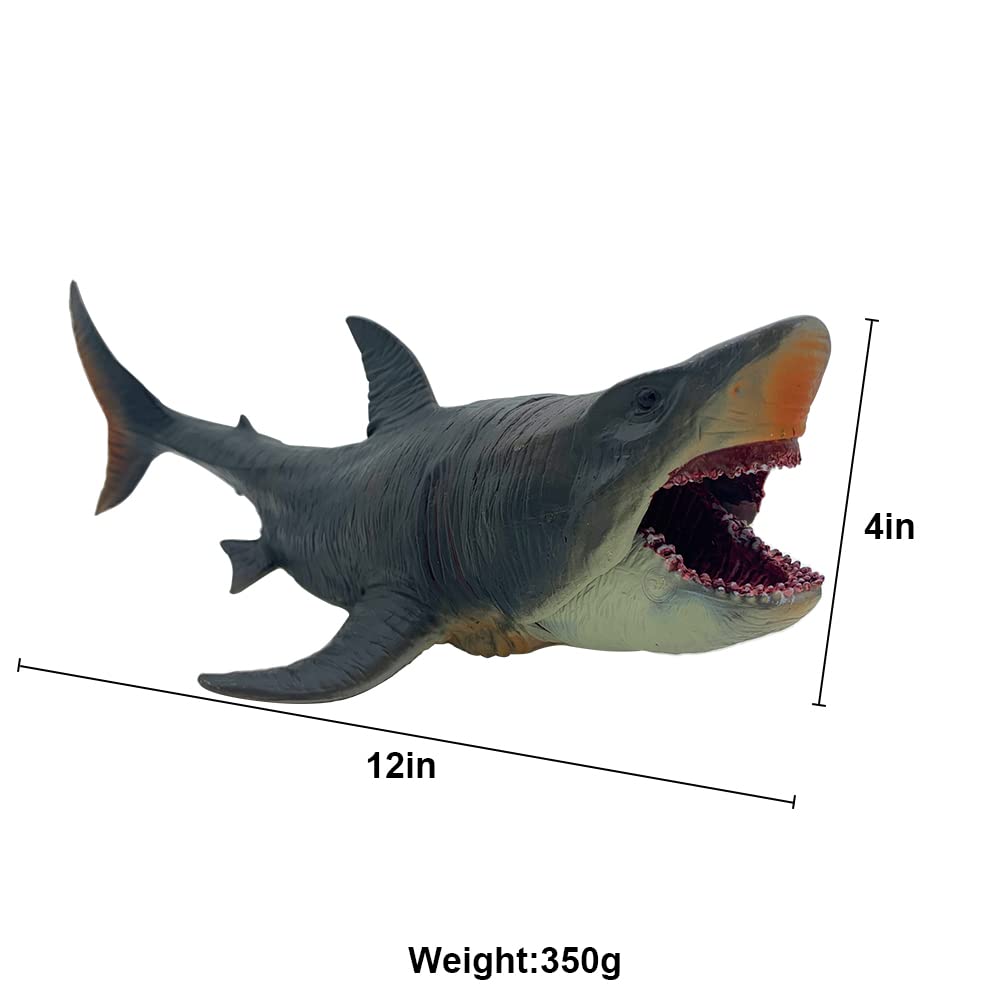 SIENON Large Megalodon Shark Toy – 10.6” Realistic Bath Toy, Cake Topper & Educational Ocean Figure