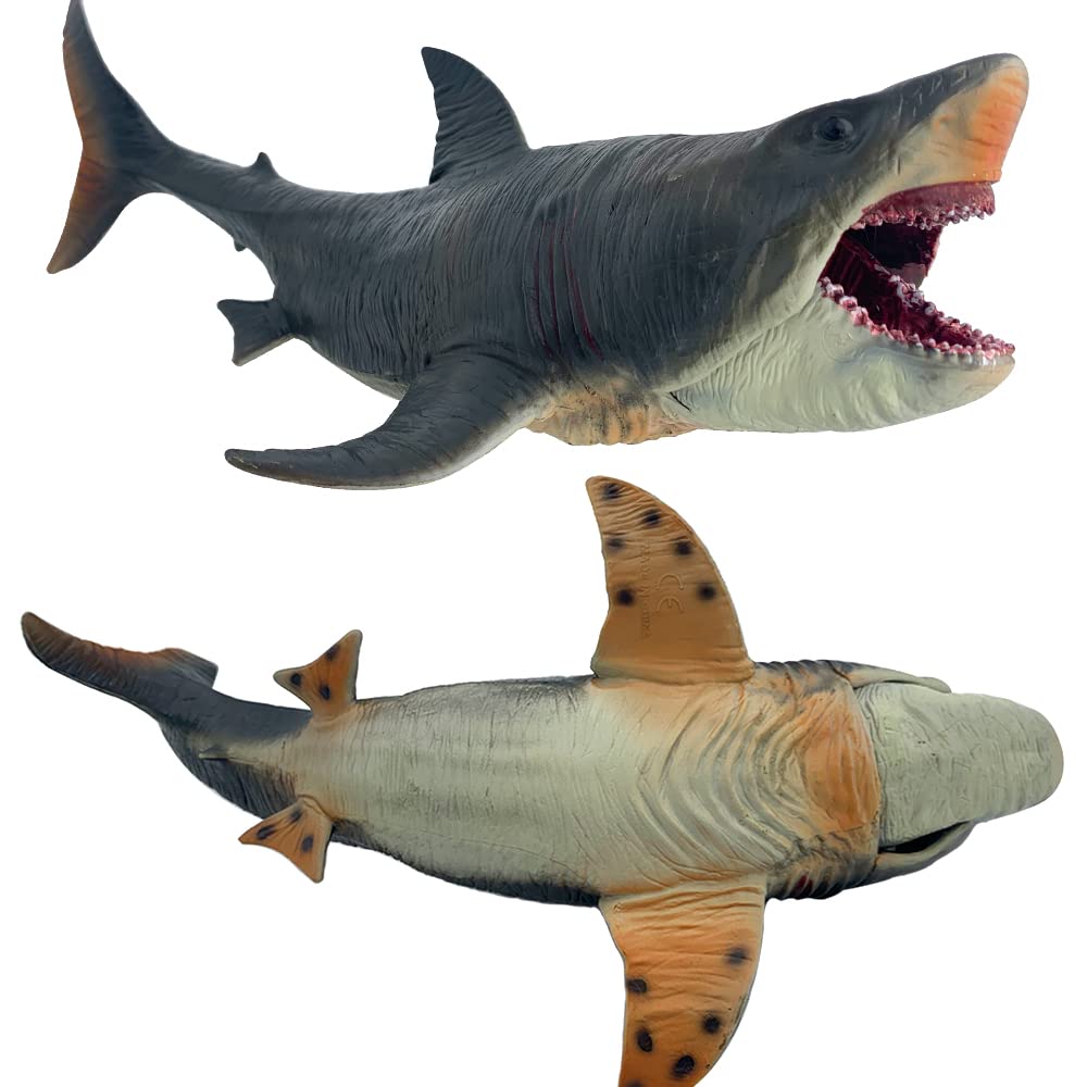 SIENON Large Megalodon Shark Toy – 10.6” Realistic Bath Toy, Cake Topper & Educational Ocean Figure