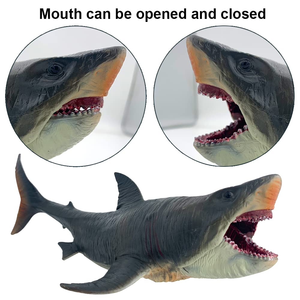 SIENON Large Megalodon Shark Toy – 10.6” Realistic Bath Toy, Cake Topper & Educational Ocean Figure