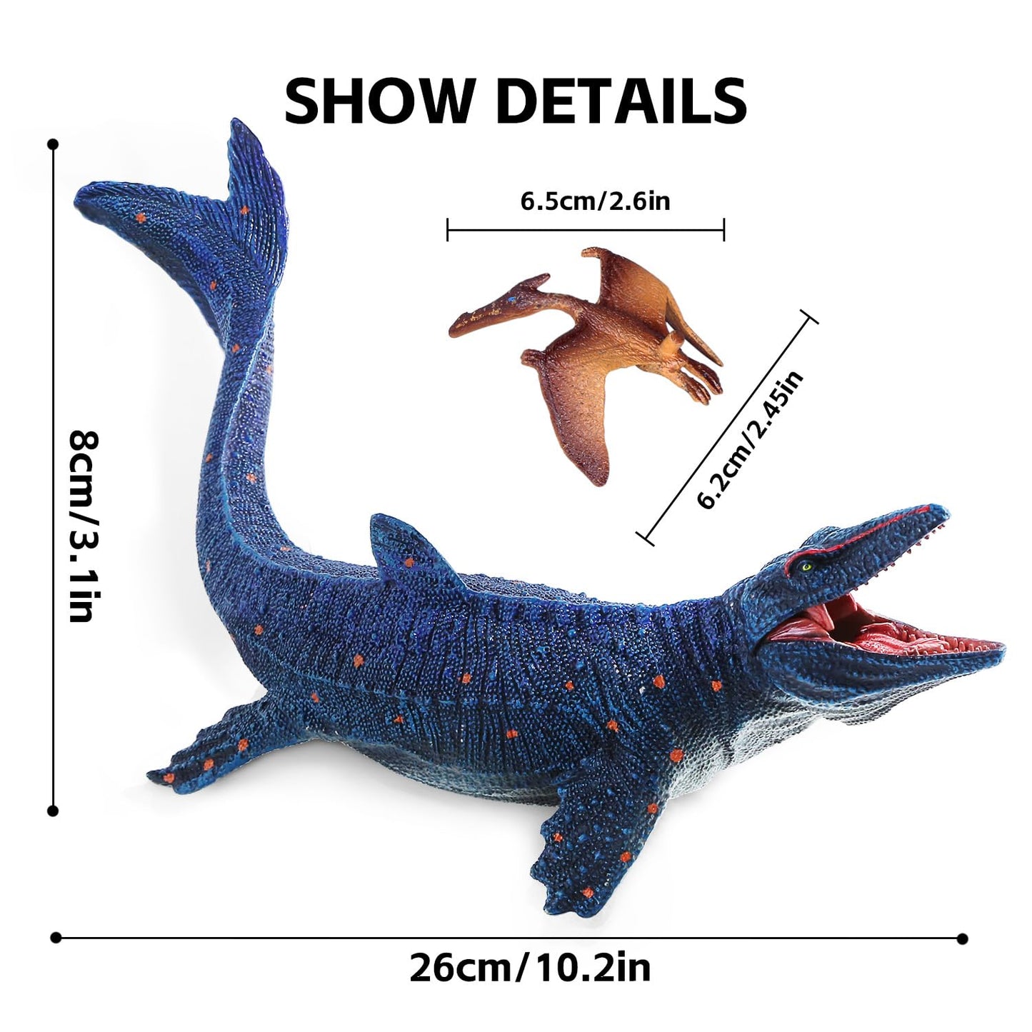 SIENON Jurassic Mosasaurus Dinosaur Toy Figure 11.4-inch – Large Bath Toy & Cake Topper