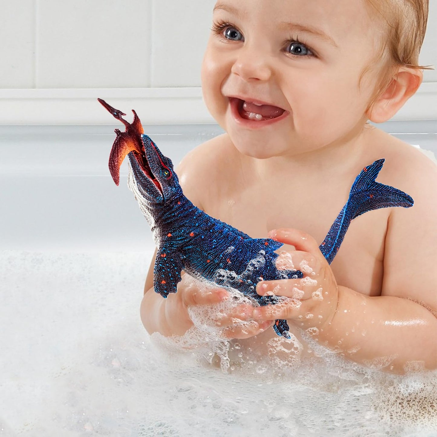 SIENON Jurassic Mosasaurus Dinosaur Toy Figure 11.4-inch – Large Bath Toy & Cake Topper