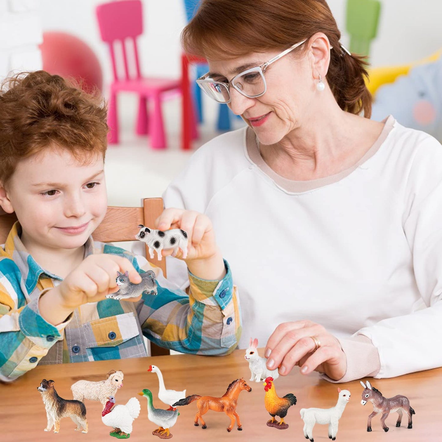 SIENON 12Pcs Farm Animals Figures Set – Realistic Plastic Barn Animals for Kids