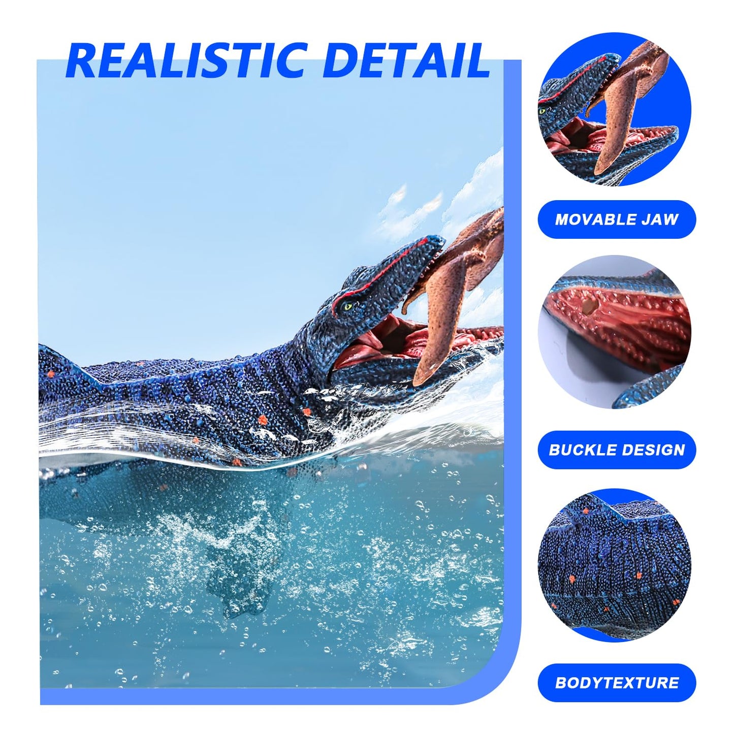 SIENON Jurassic Mosasaurus Dinosaur Toy Figure 11.4-inch – Large Bath Toy & Cake Topper