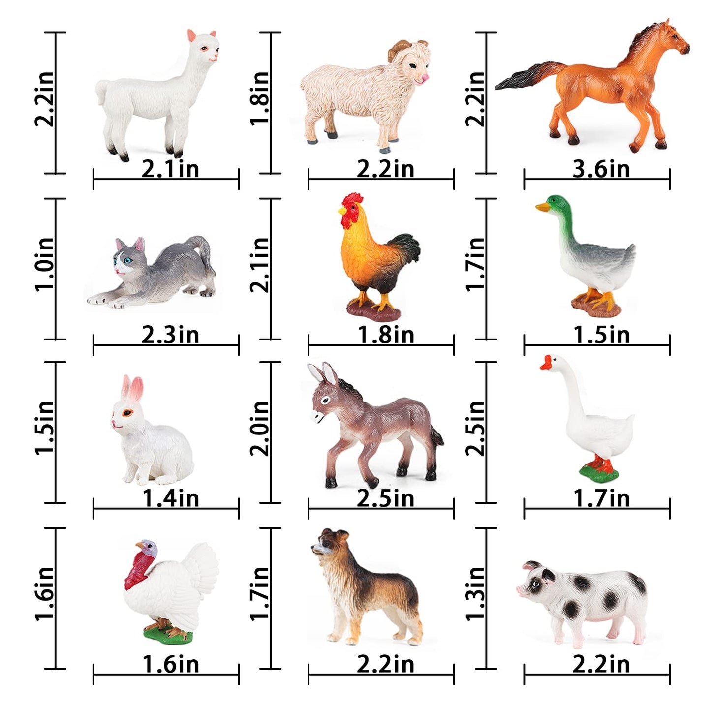 SIENON 12Pcs Farm Animals Figures Set – Realistic Plastic Barn Animals for Kids